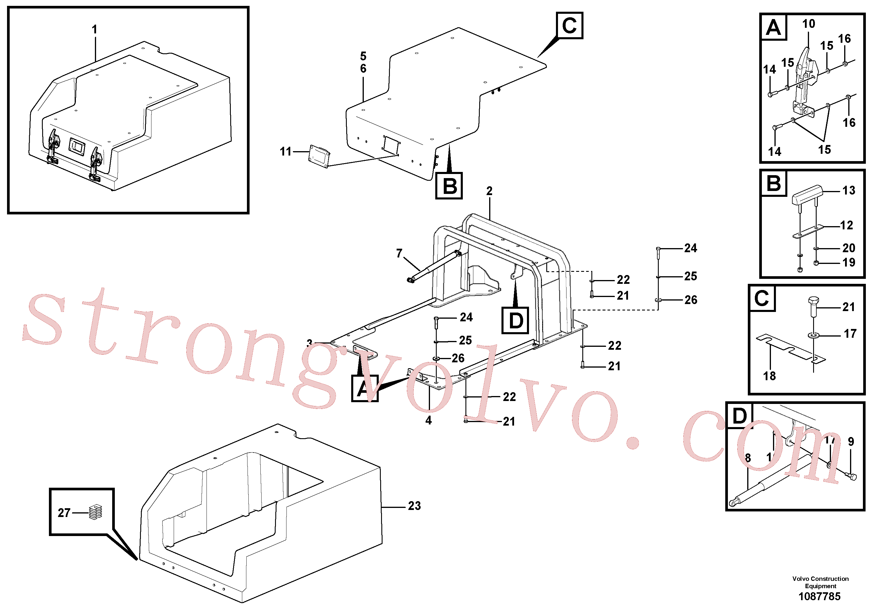VOE997954 Volvo Caixa de ferramentas, blindagem(1087785 Montagem)