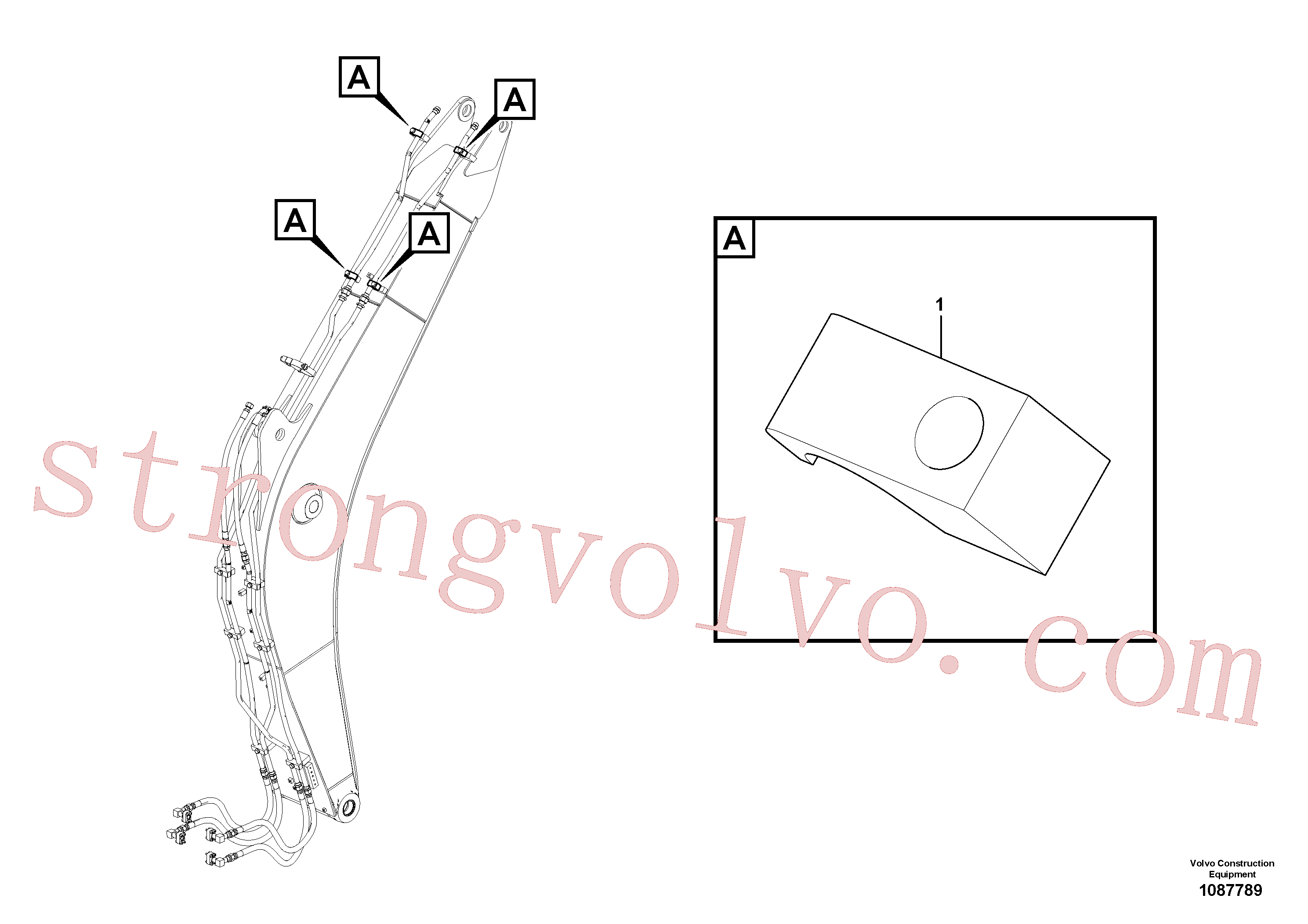 VOE14881234 Volvo Hidráulica de serviço, cilindro do braço de afundamento na lança.(1087789 Montagem)