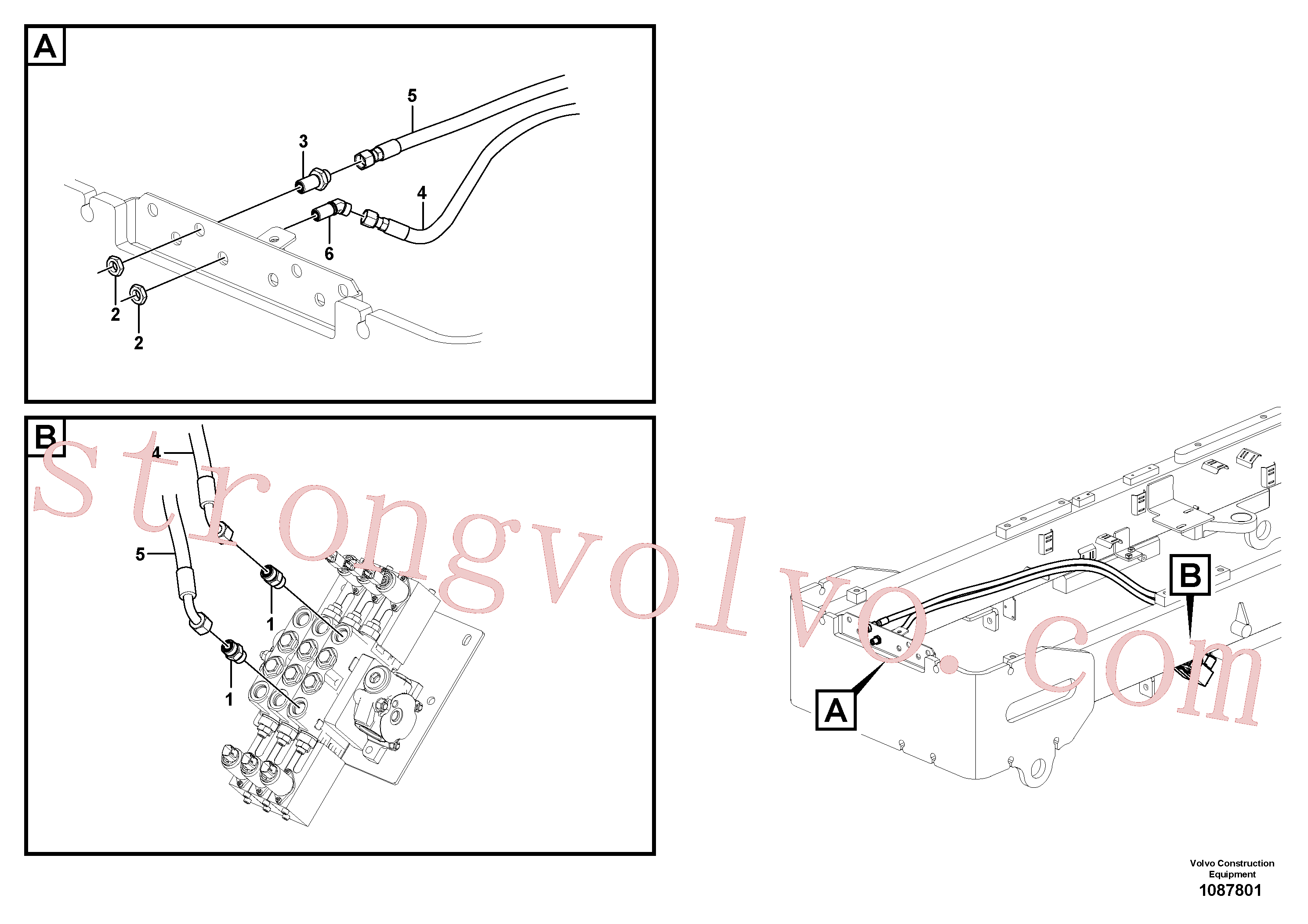 VOE937275 Volvo Circuito auxiliar de 3 bancos - válvula à traseira(1087801 Montagem)