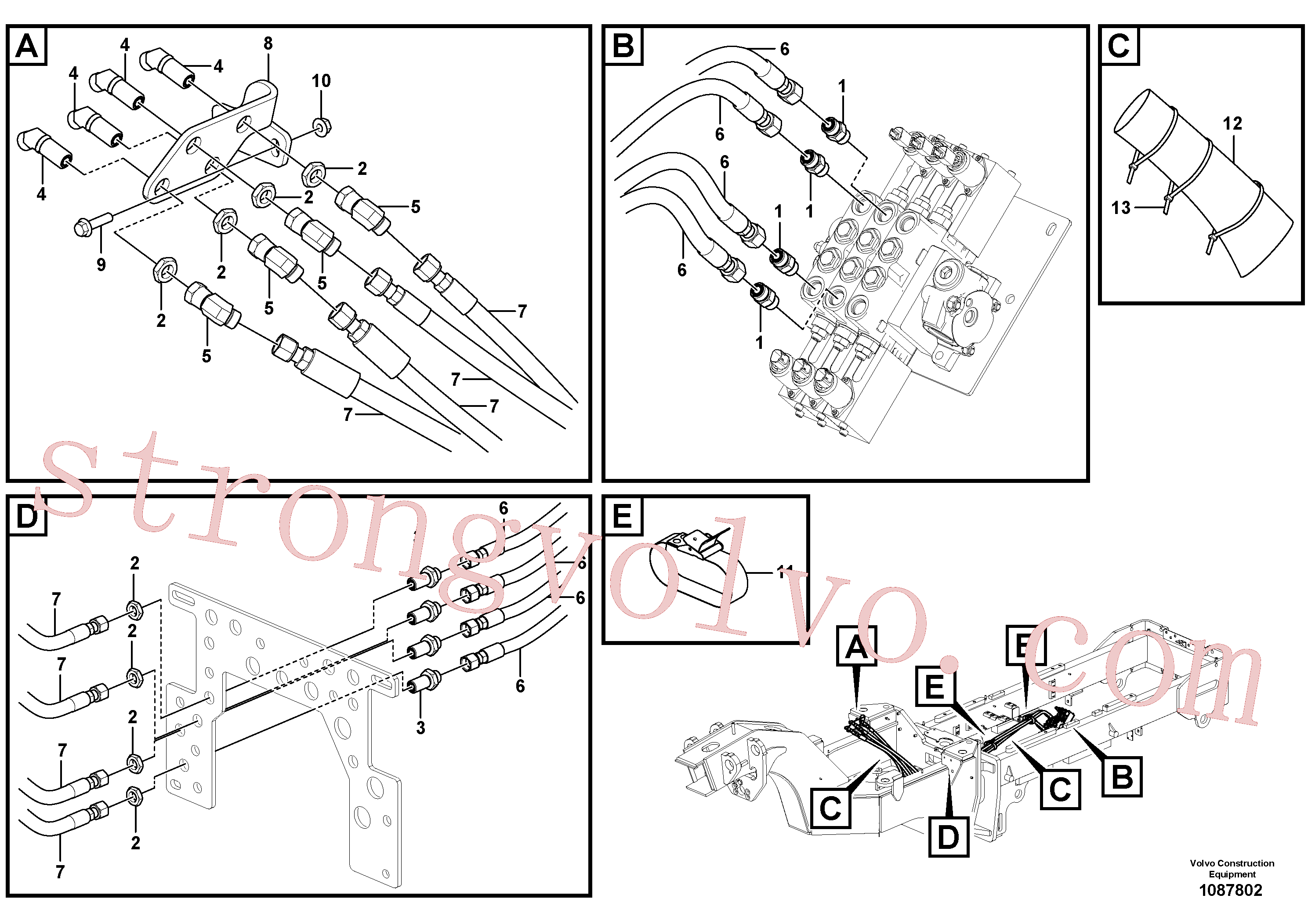 RM59054189 Volvo Circuito auxiliar de 2 ou 3 bancos de montagem traseira - válvula à lateral(1087802 Montagem)