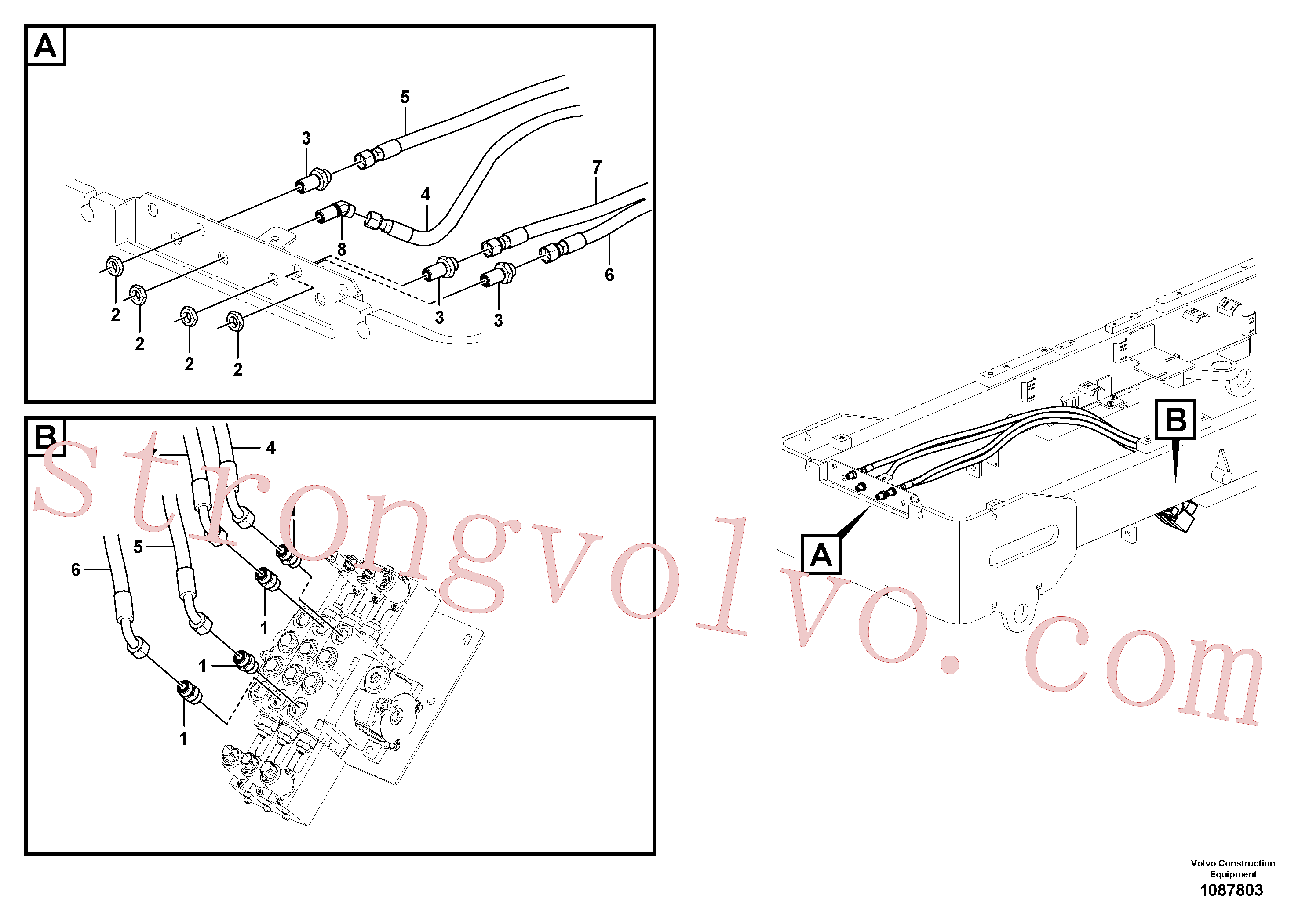 VOE937275 Volvo Circuito auxiliar de 3 bancos - válvula à traseira(1087803 Montagem)