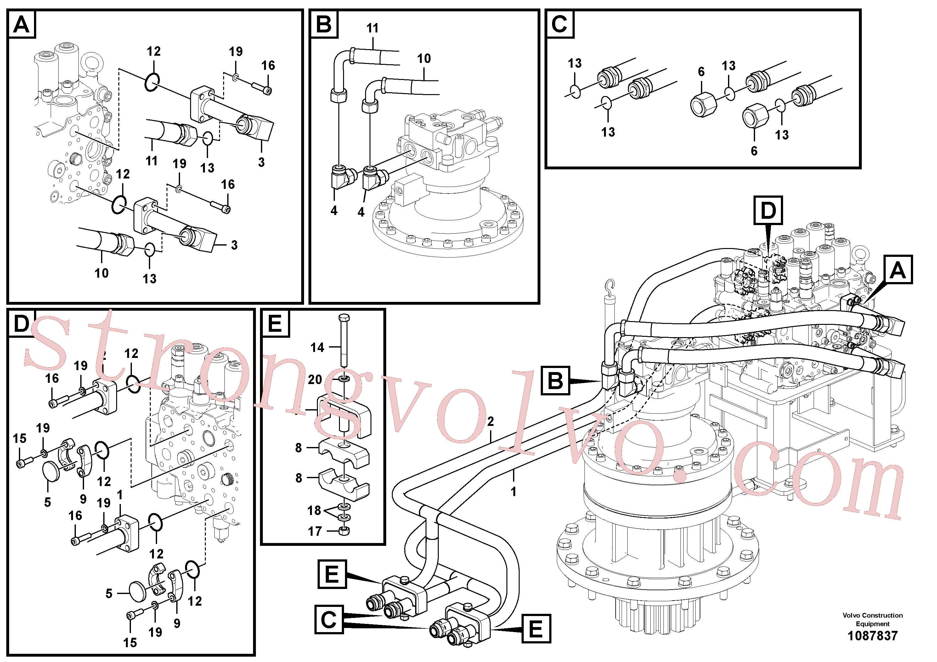SA9111-11400 Volvo Sistema hidráulico, válvula de comando da lança e articulação(1087837 Montagem)