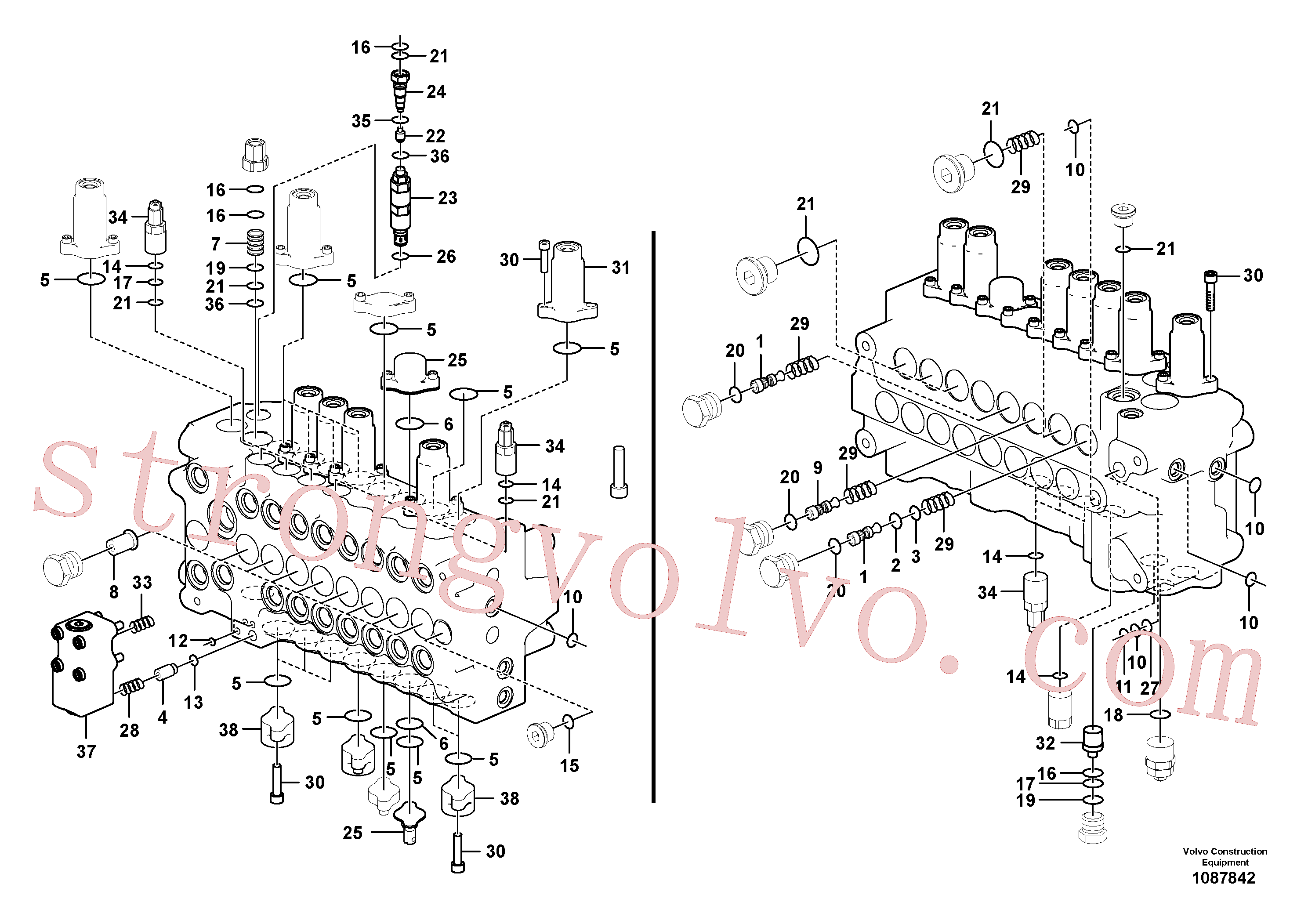 VOE14526986 Volvo Válvula mestra de comando(1087842 Montagem)