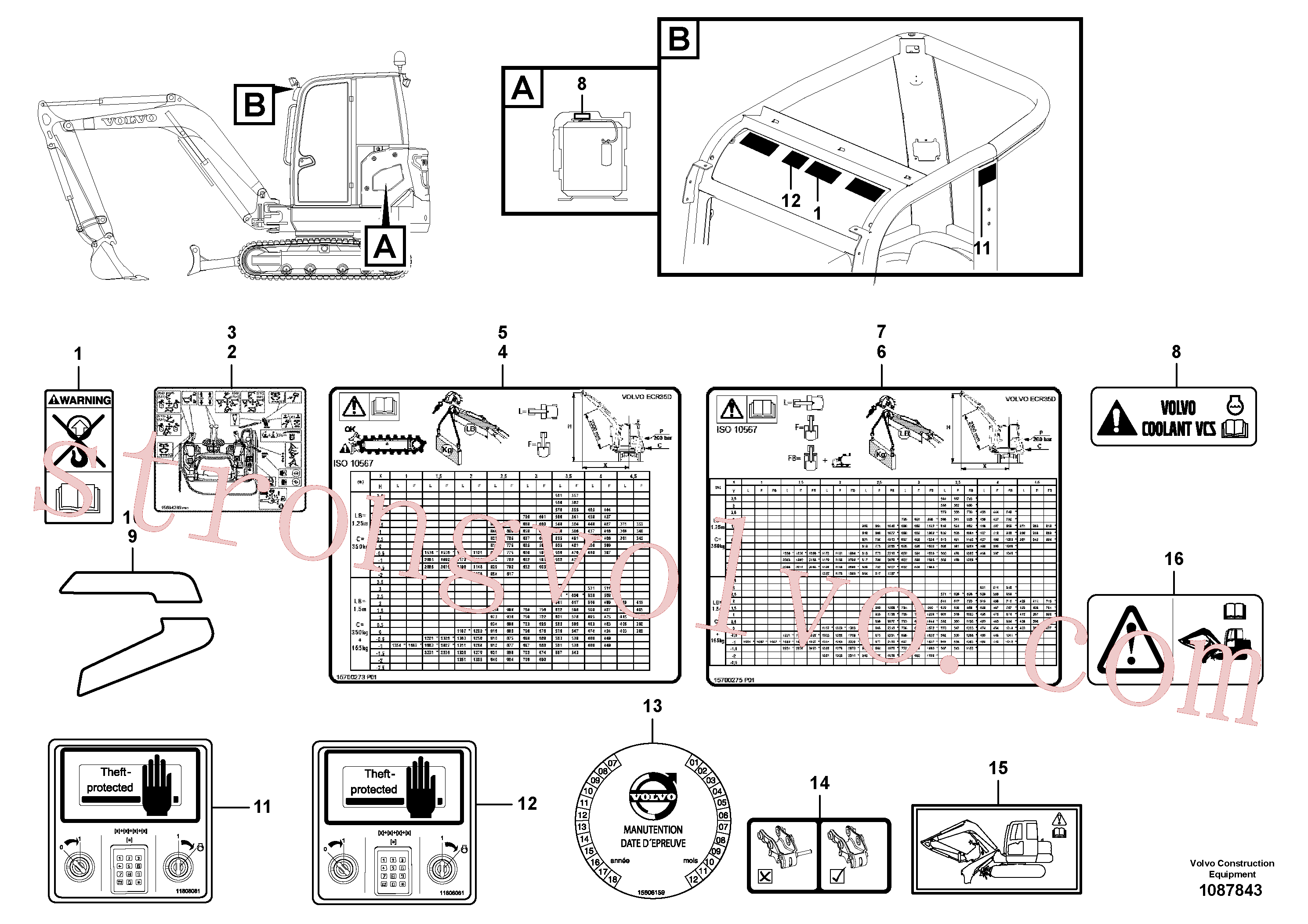 VOE15653295 Volvo Placas de sinalização e etiquetas adesivas(1087843 Montagem)