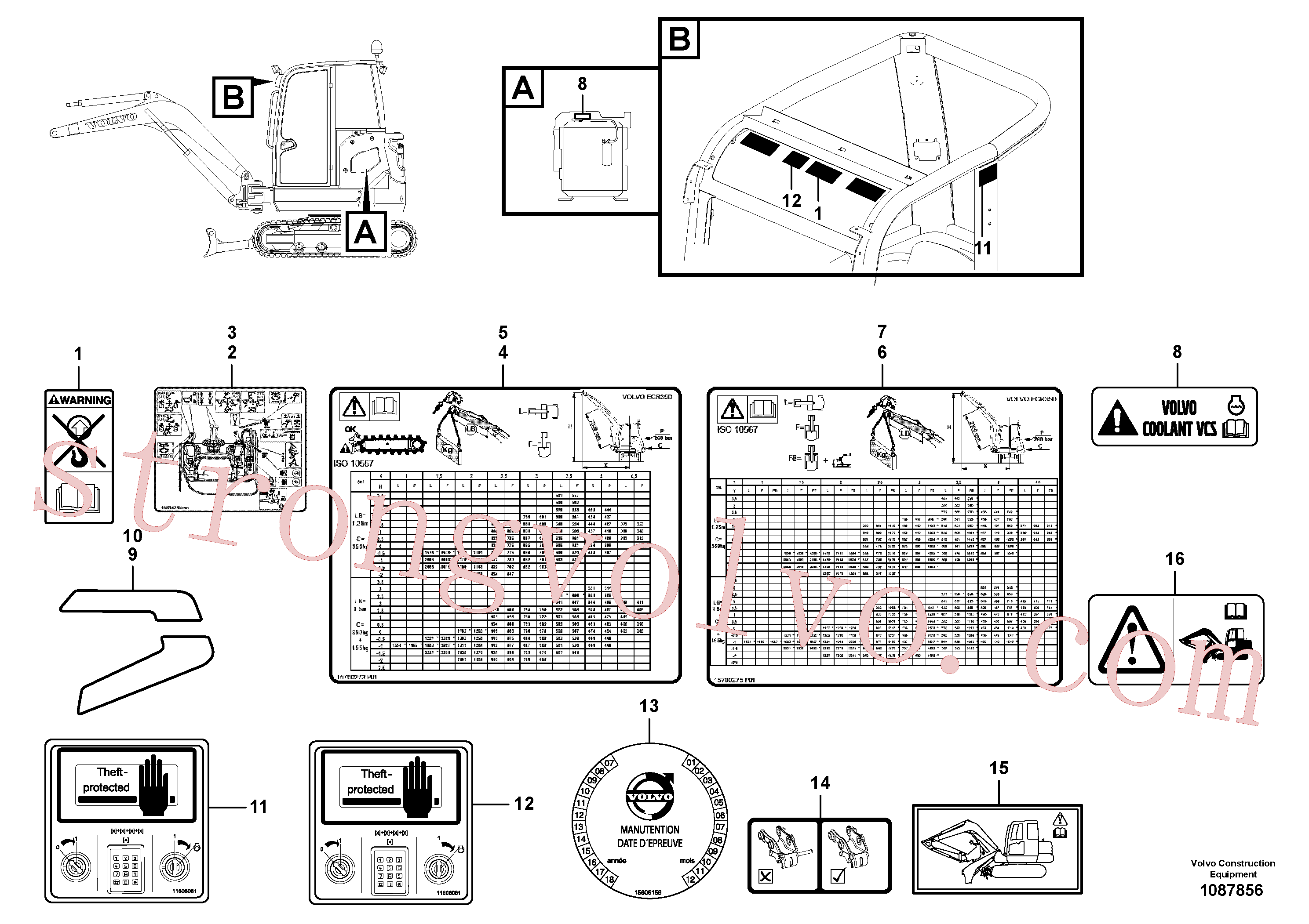 VOE14712077 Volvo Placas de sinalização e etiquetas adesivas(1087856 Montagem)