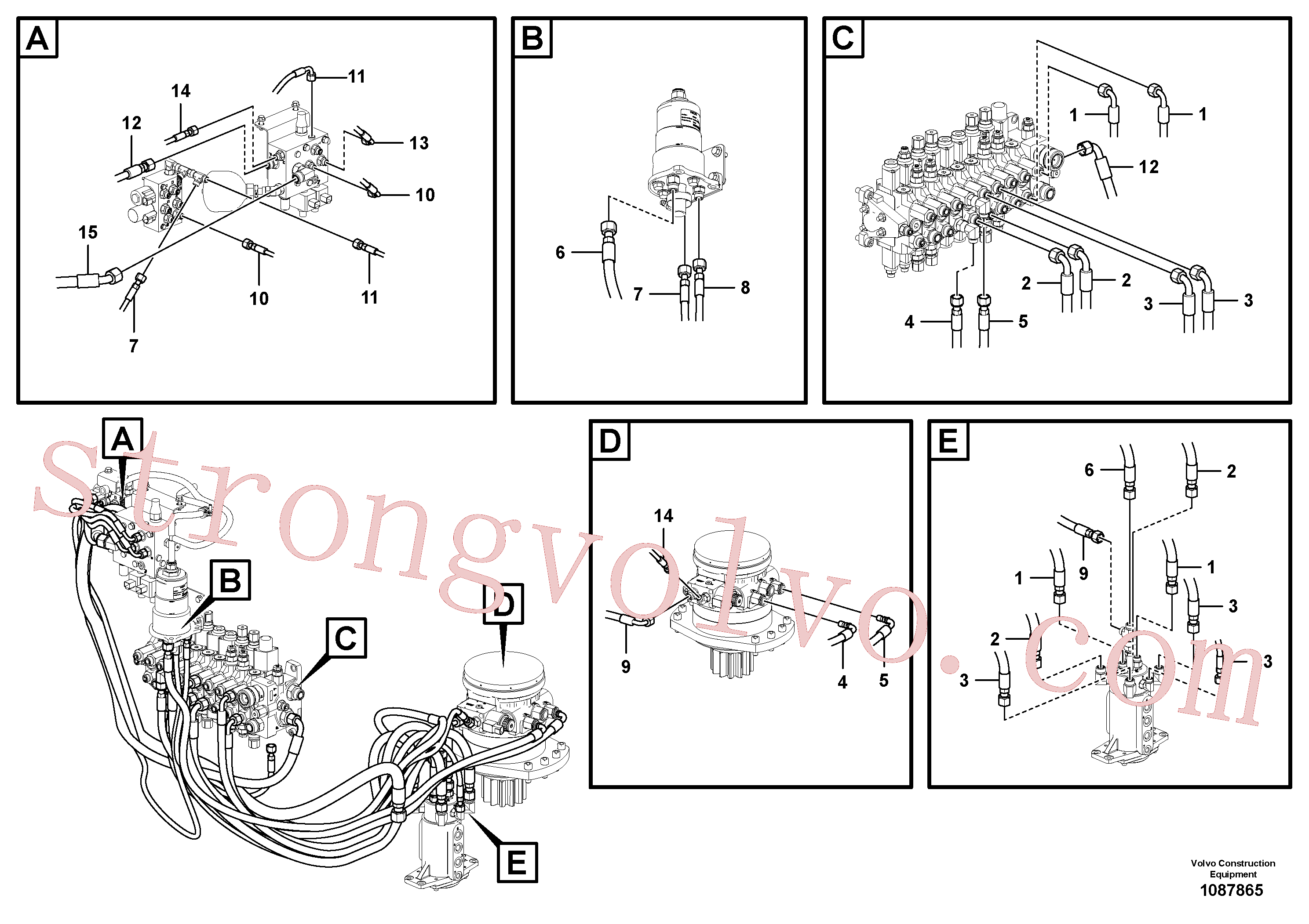VOE936956 Volvo Circuito hidráulico (plataforma/válvula de equilíbrio/cilindro de desvio)(1087865 Montagem)