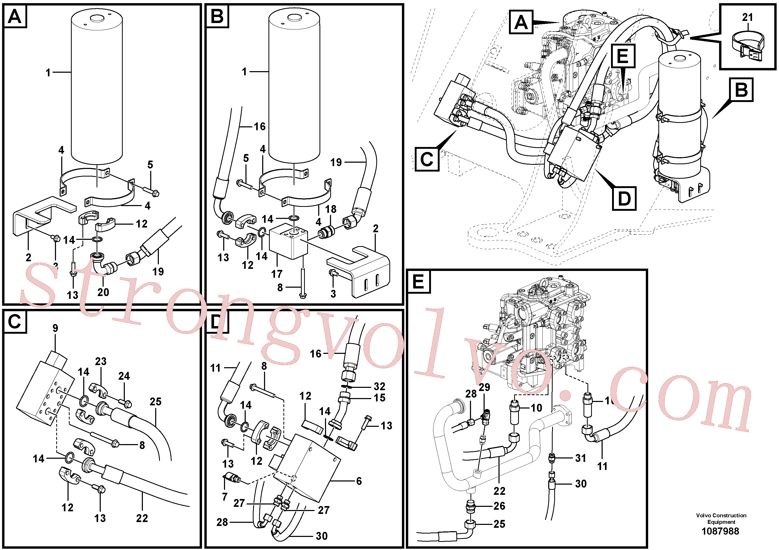 VOE936329 Volvo Sistema de suspensão da lança(1087988 Montagem)