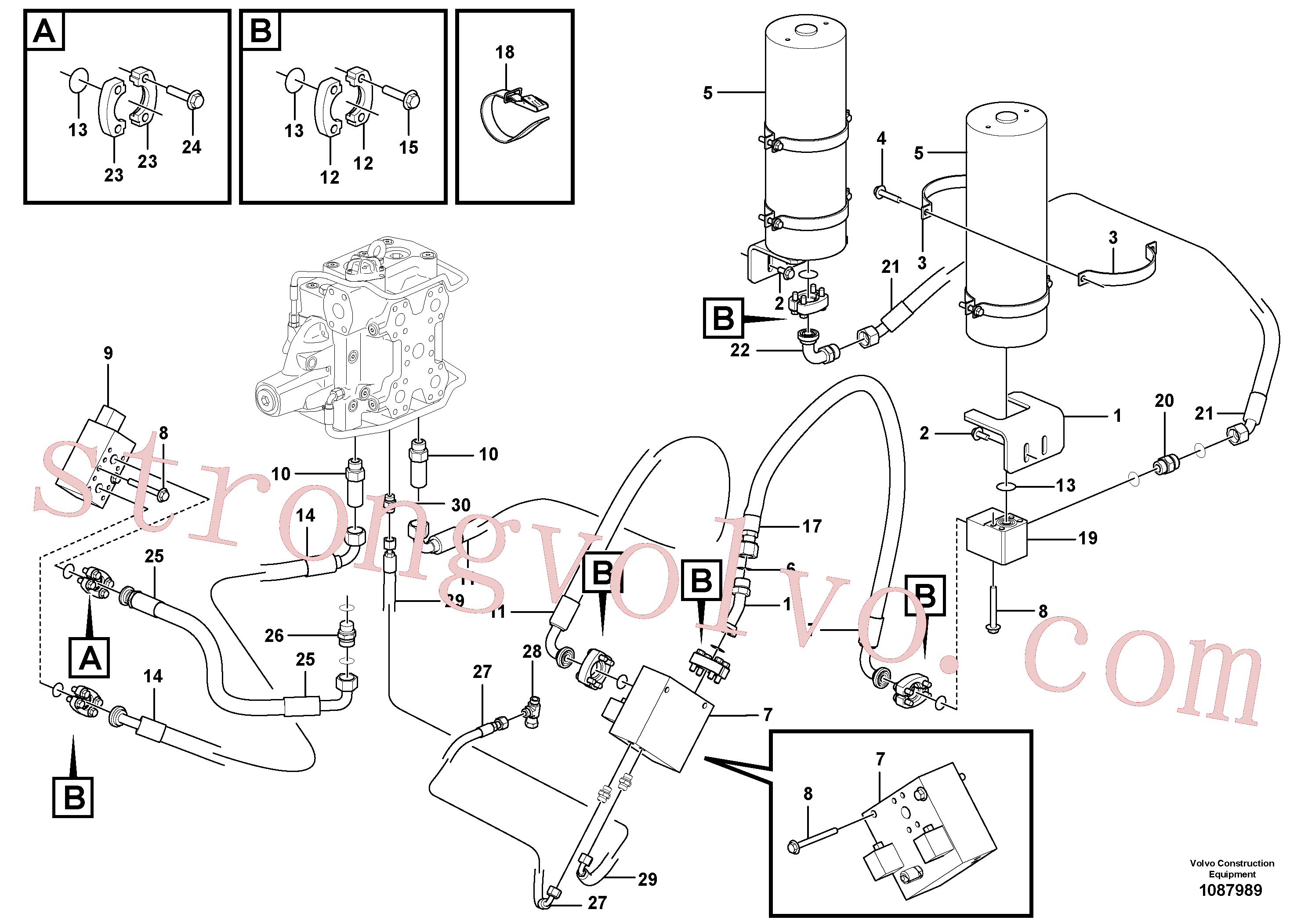 VOE936329 Volvo Sistema de suspensão da lança(1087989 Montagem)