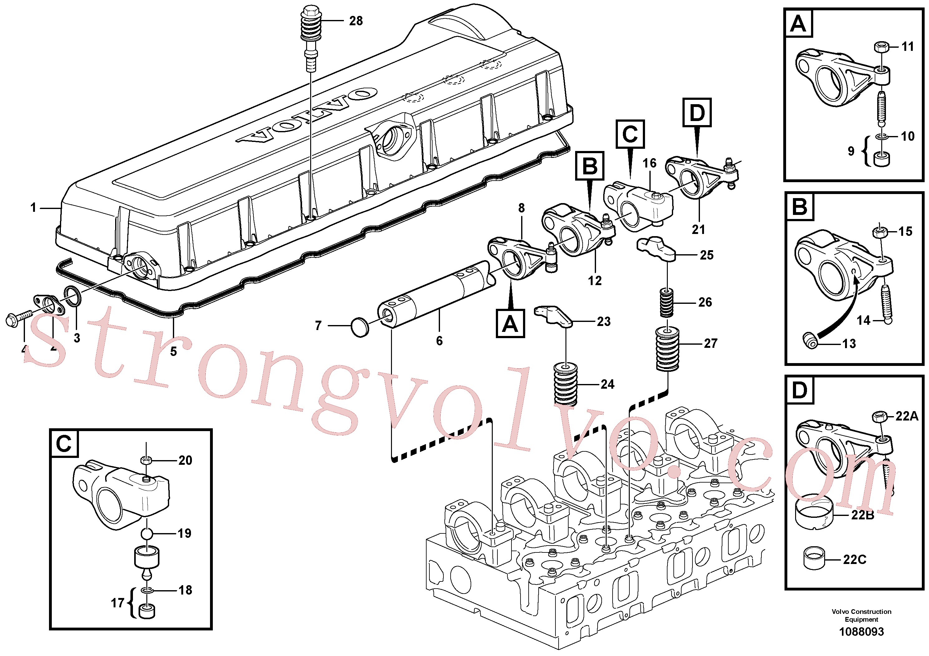 VOE13801348 Volvo Mecanismo de válvula(1088093 Montagem)
