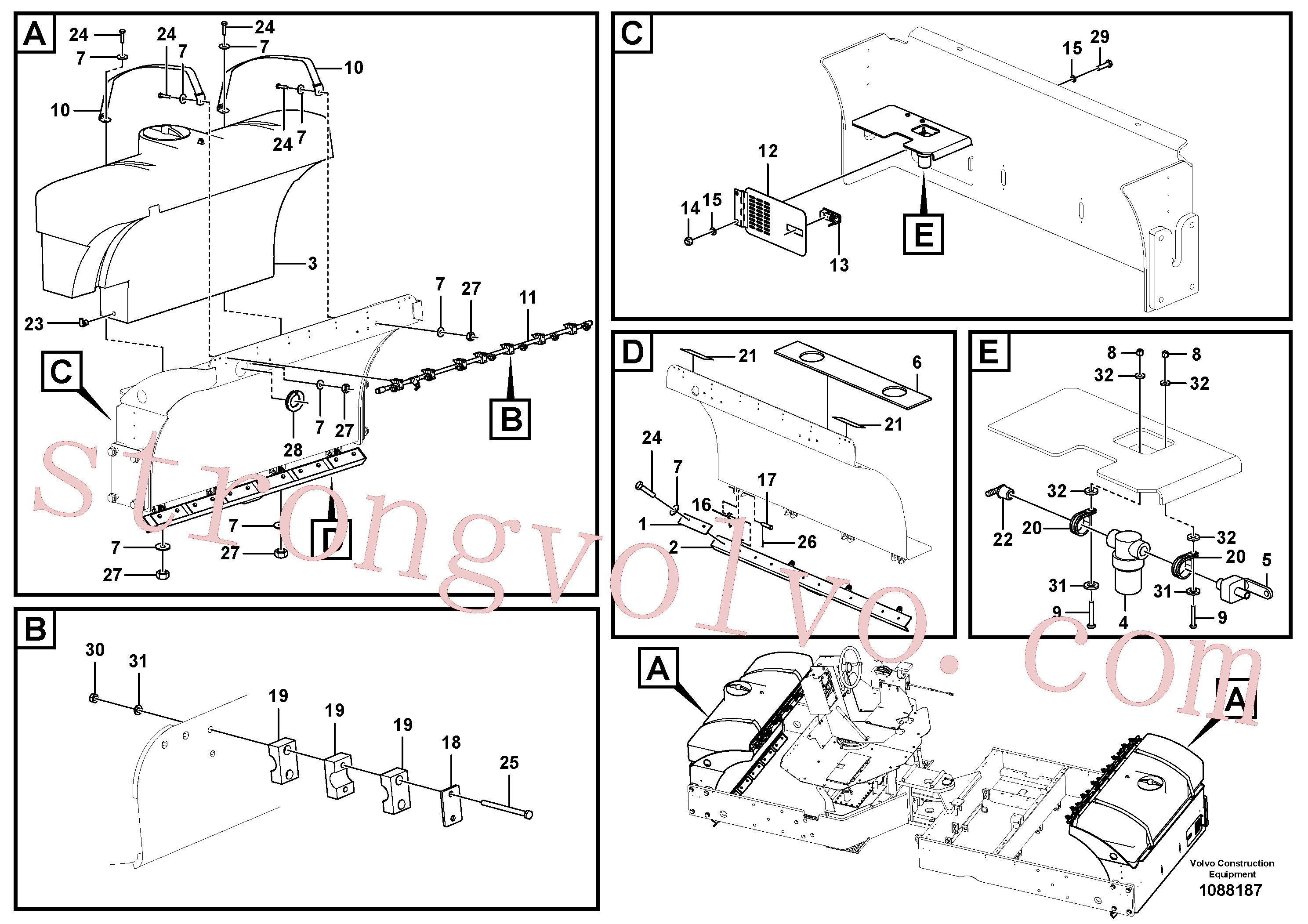 VOE969589 Volvo Instalação do tanque de água(1088187 Montagem)