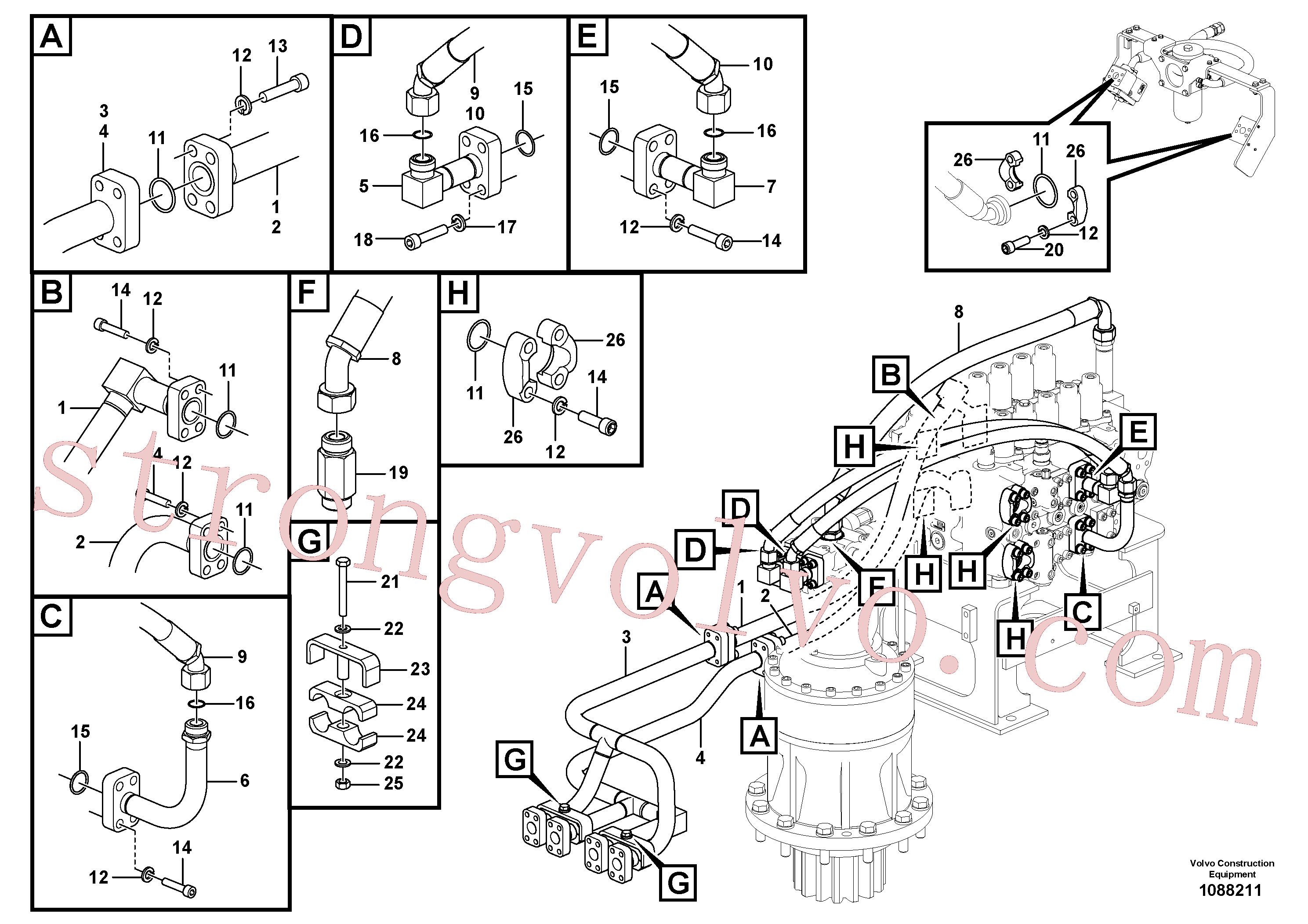 Atacado VOE14672113 Tubo Volvo escavadeira
