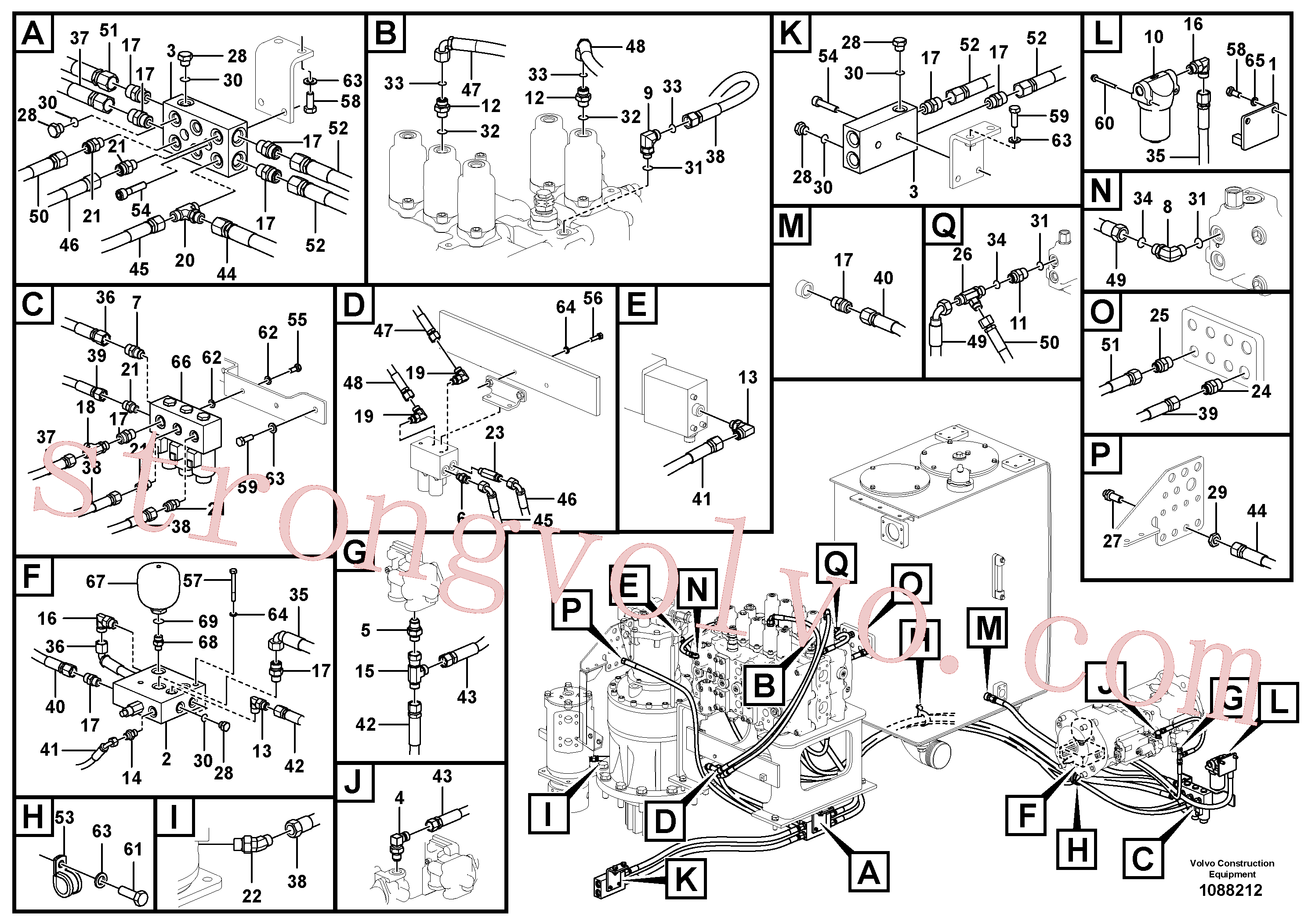 VOE15035695 Volvo Sistema servomotor, válvula de comando para válvula solenóide(1088212 Montagem)
