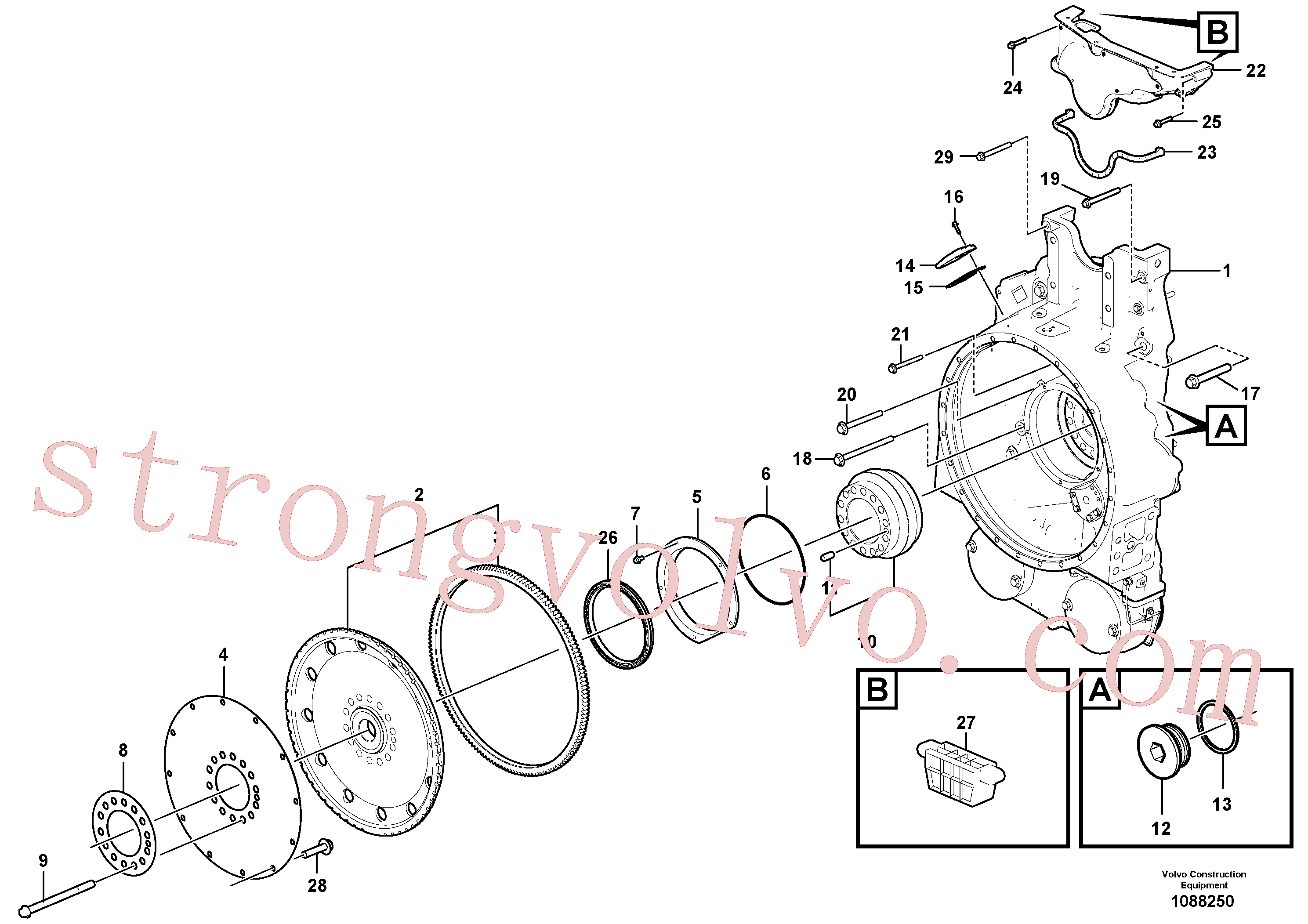 VOE984760 Volvo Alojamento do volante do motor(1088250 Montagem)
