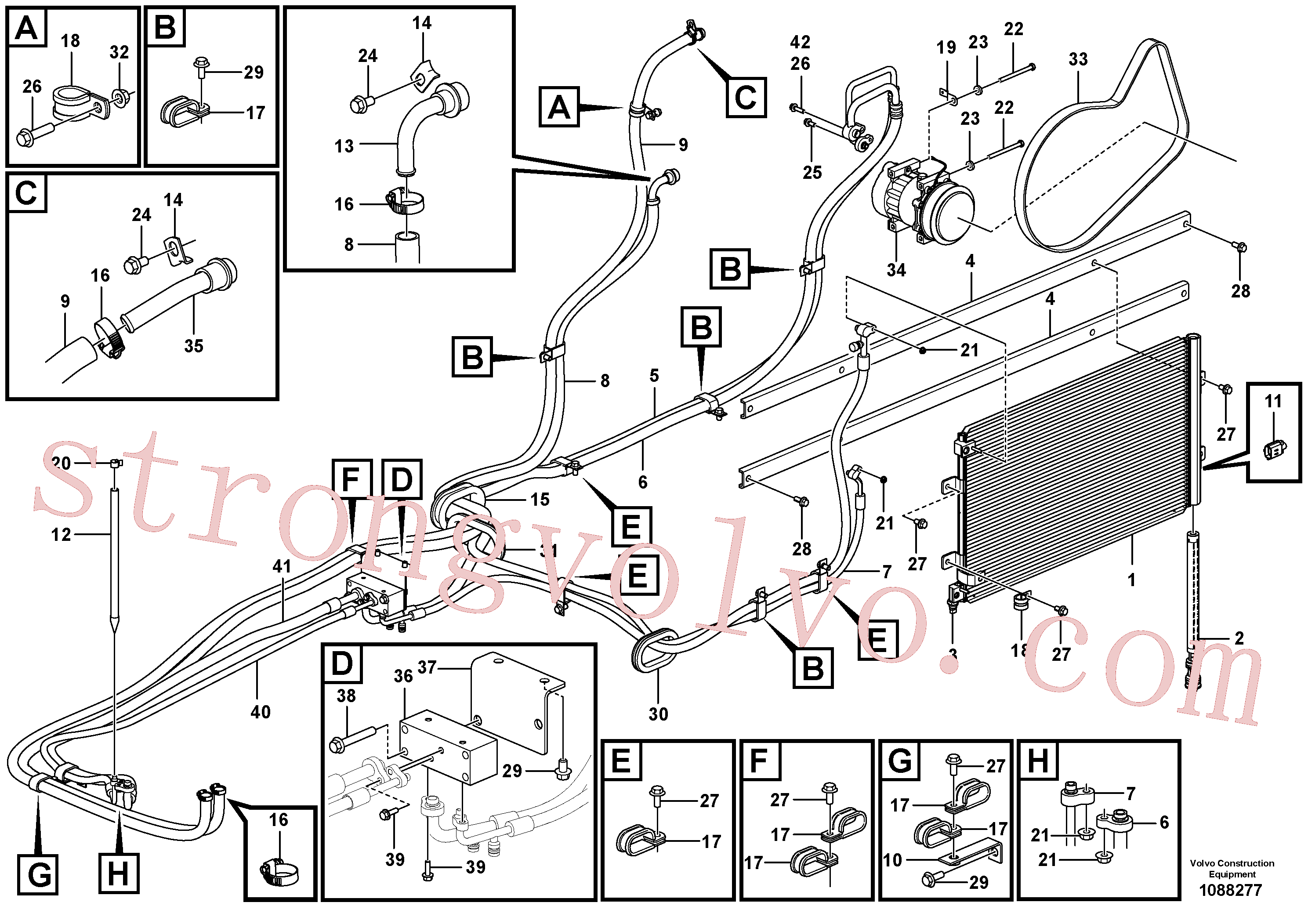 VOE14644239 Volvo Linha do ar condicionado, refrigeração e aquecimento(1088277 Montagem)
