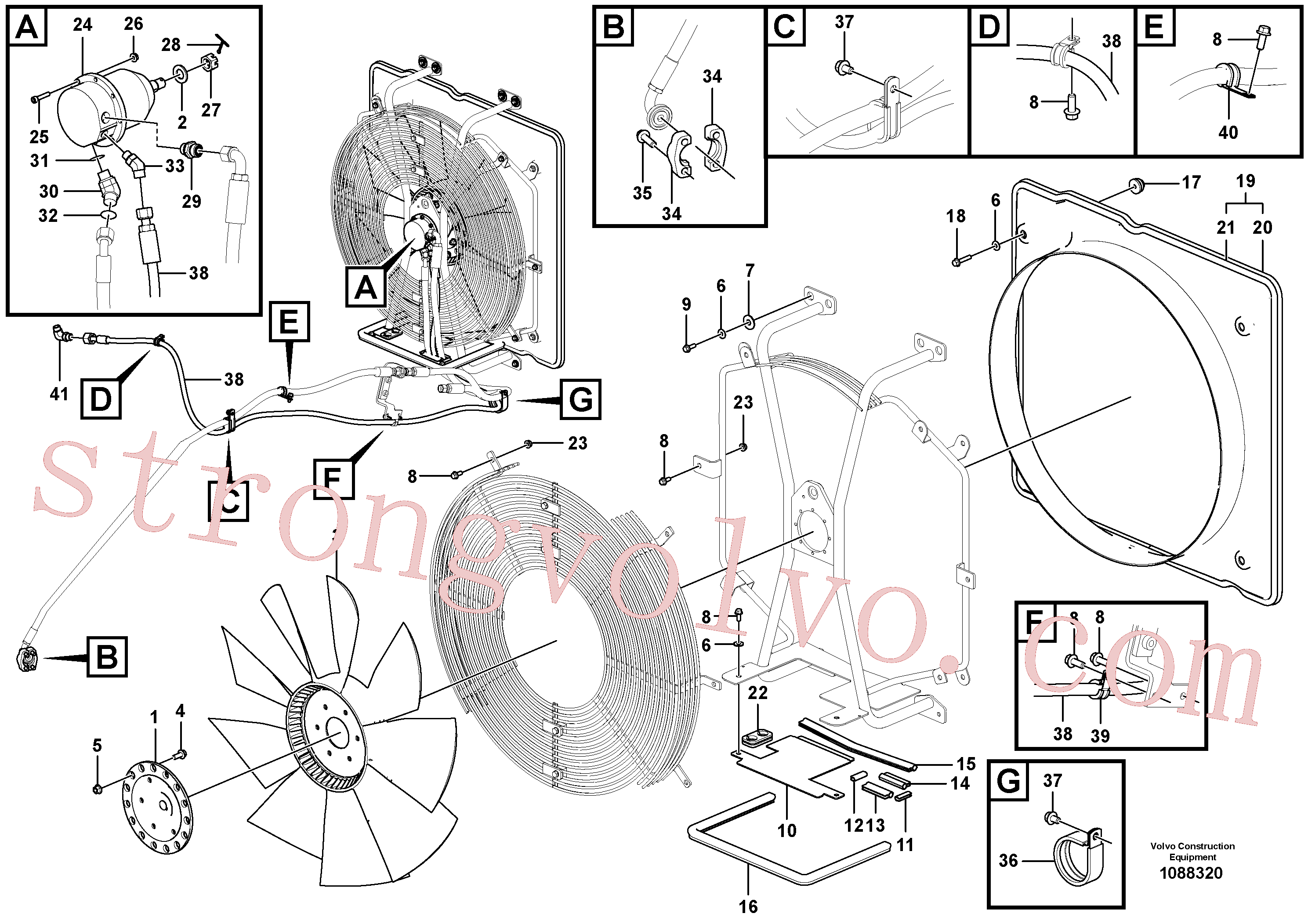 VOE937493 Volvo Suporte da ventoinha da refrigeração(1088320 Montagem)