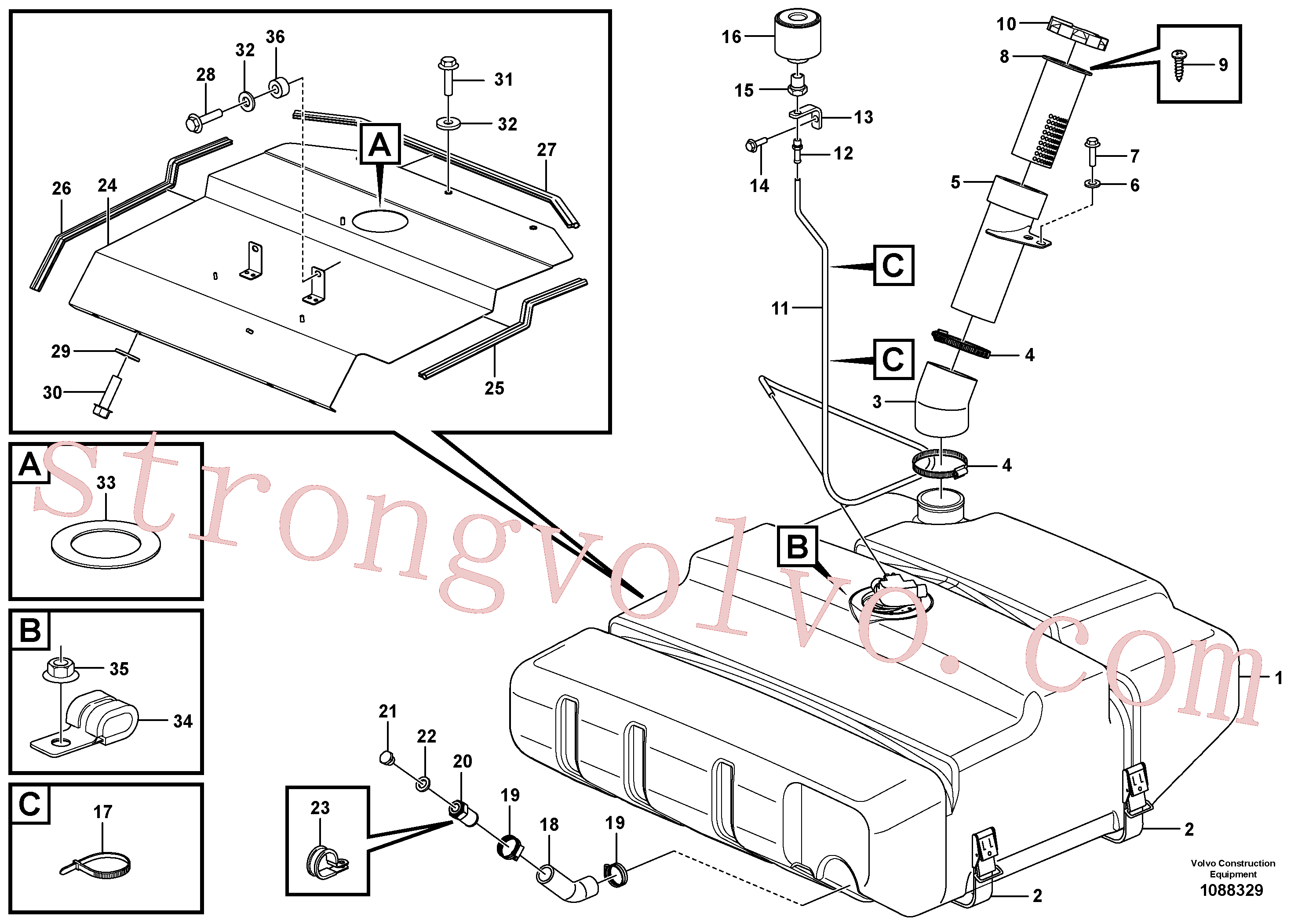 VOE14013961 Volvo Depósito de combustível com acessórios(1088329 Montagem)