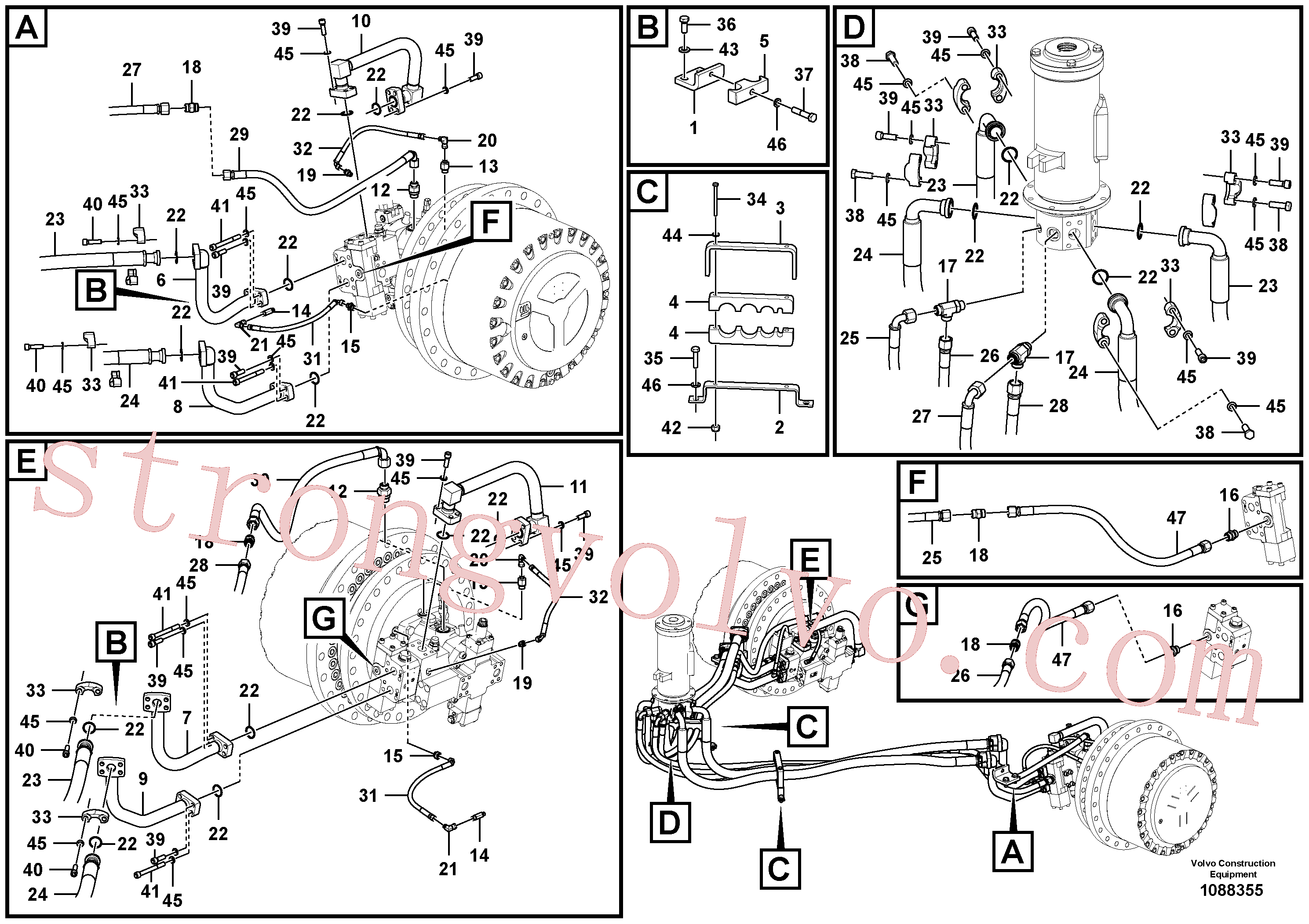 VOE938192 Volvo Linha da rótula, rótula ao motor de curso(1088355 Montagem)