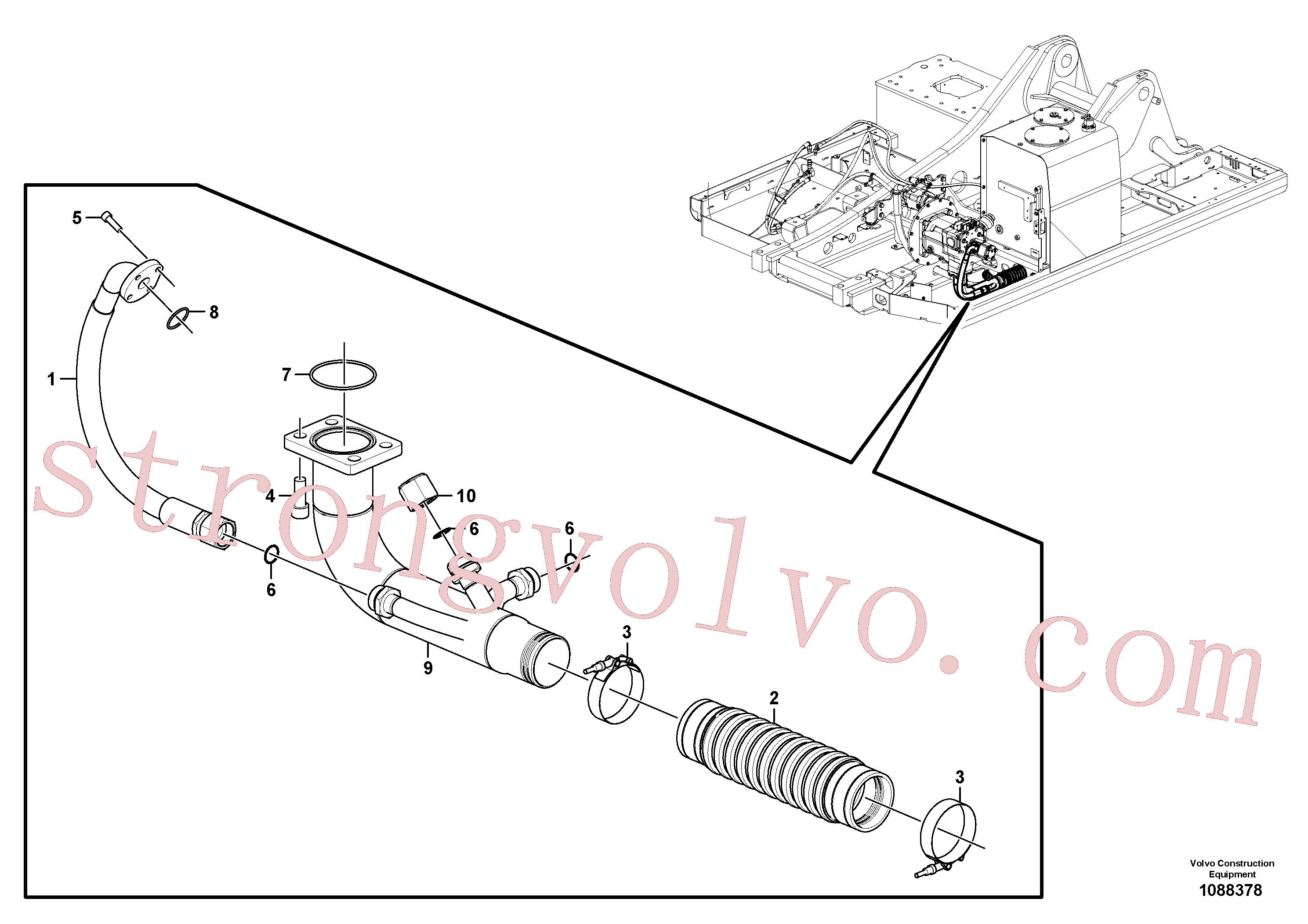 VOE967955 Volvo Sistema hidráulico, tanque hidráulico para a bomba hidráulica(1088378 Montagem)