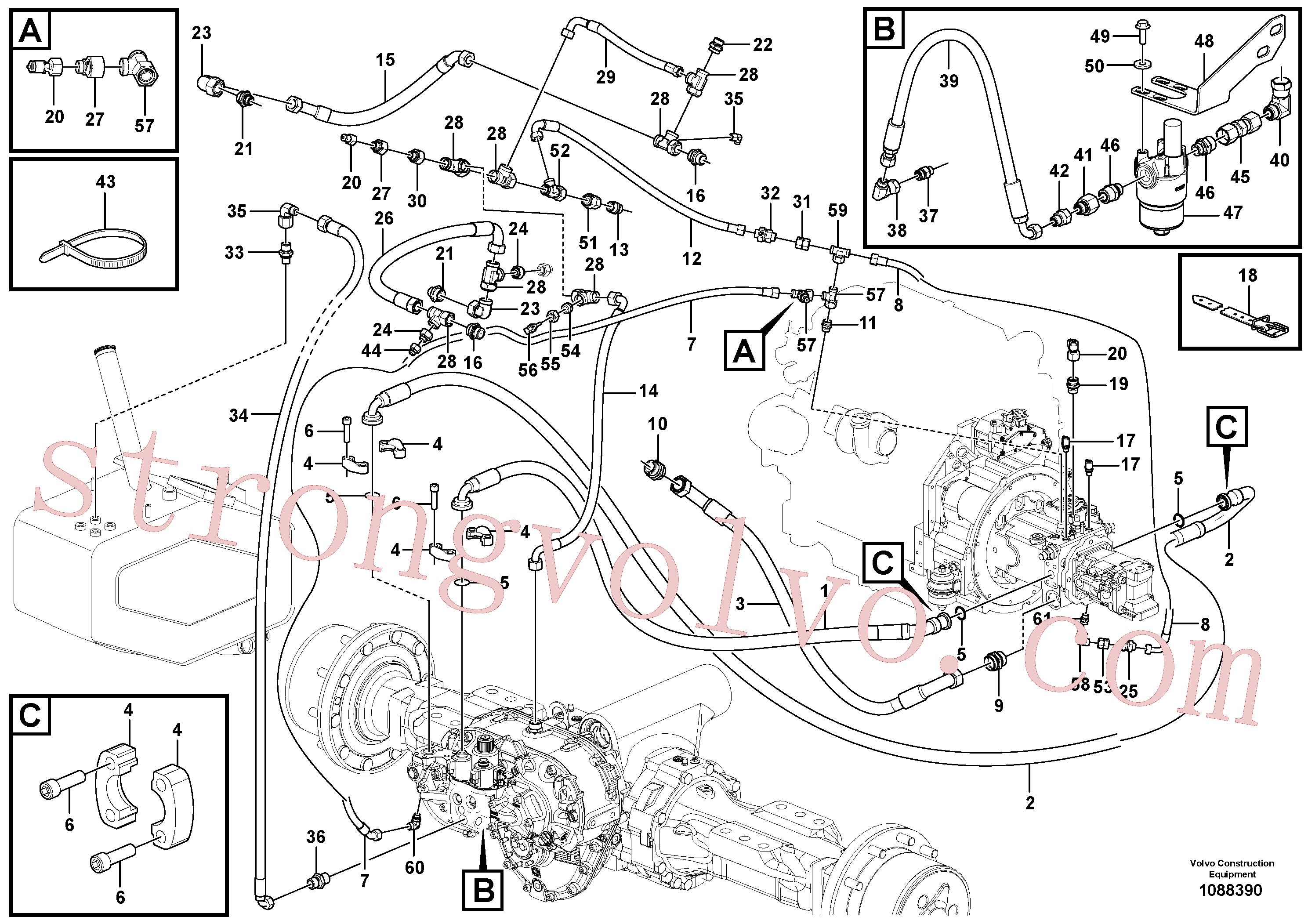 VOE936538 Volvo Linhas - comando hidrostático(1088390 Montagem)