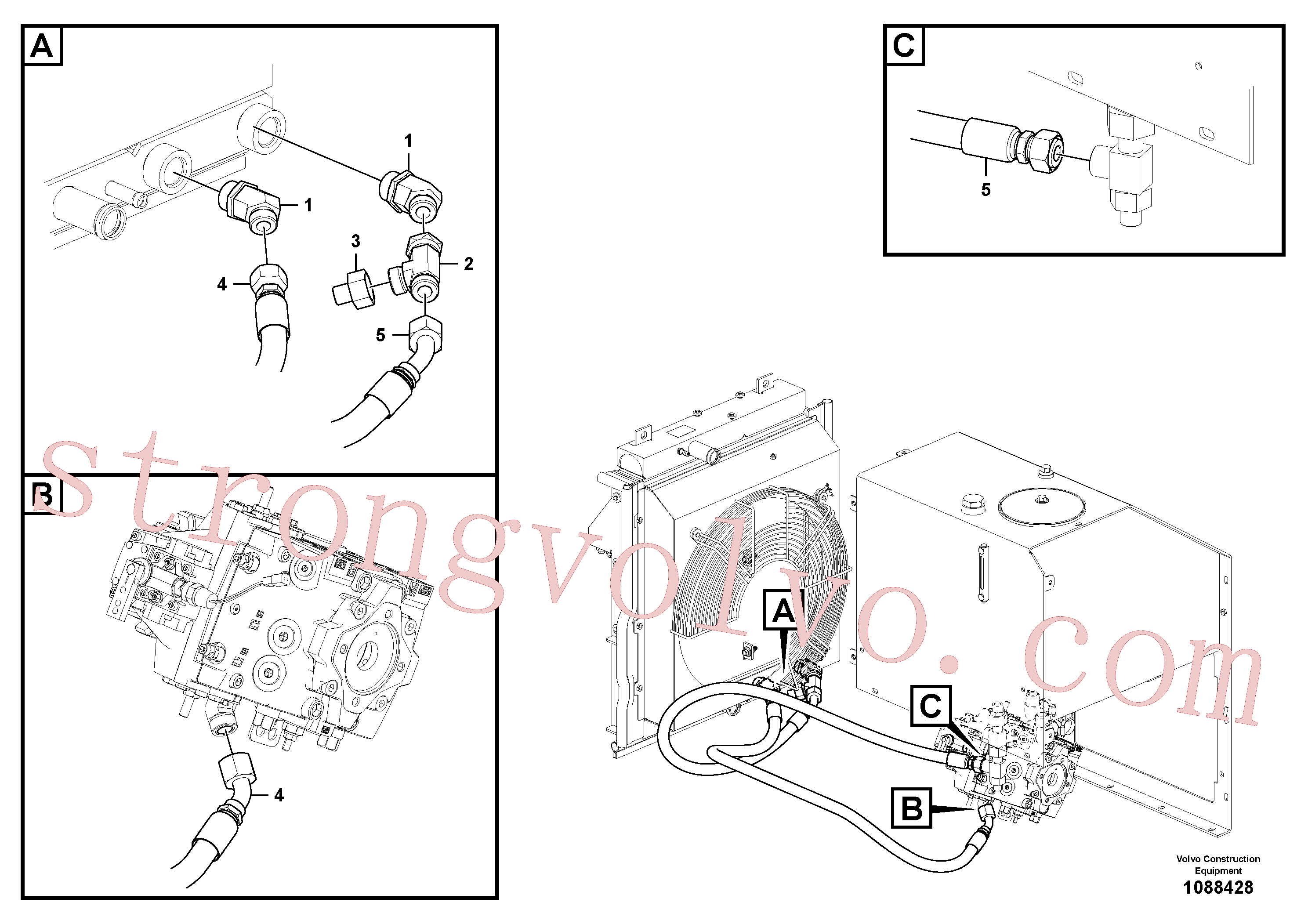 VOE938190 Volvo Sistema hidráulico, tanque hidráulico para o refrigerador de óleo hidráulico(1088428 Montagem)