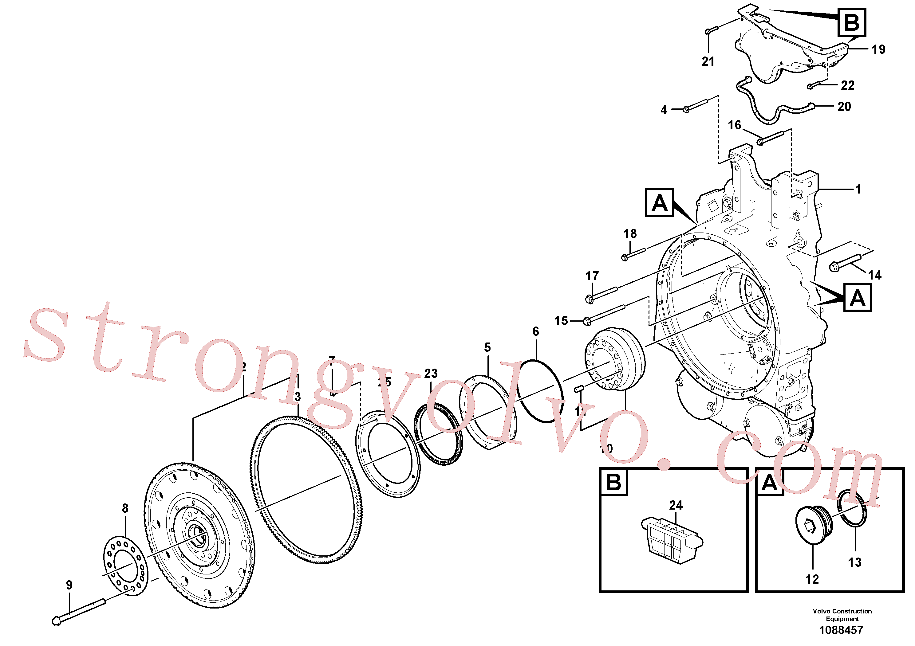 VOE984760 Volvo Alojamento do volante do motor(1088457 Montagem)
