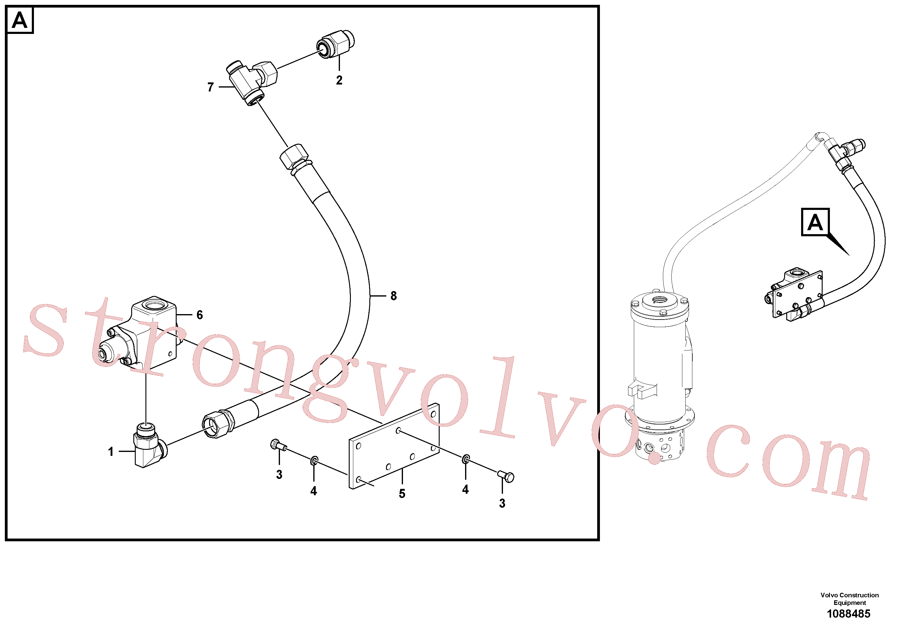VOE937527 Volvo Linha da rótula, válvula de comando à rótula(1088485 Montagem)