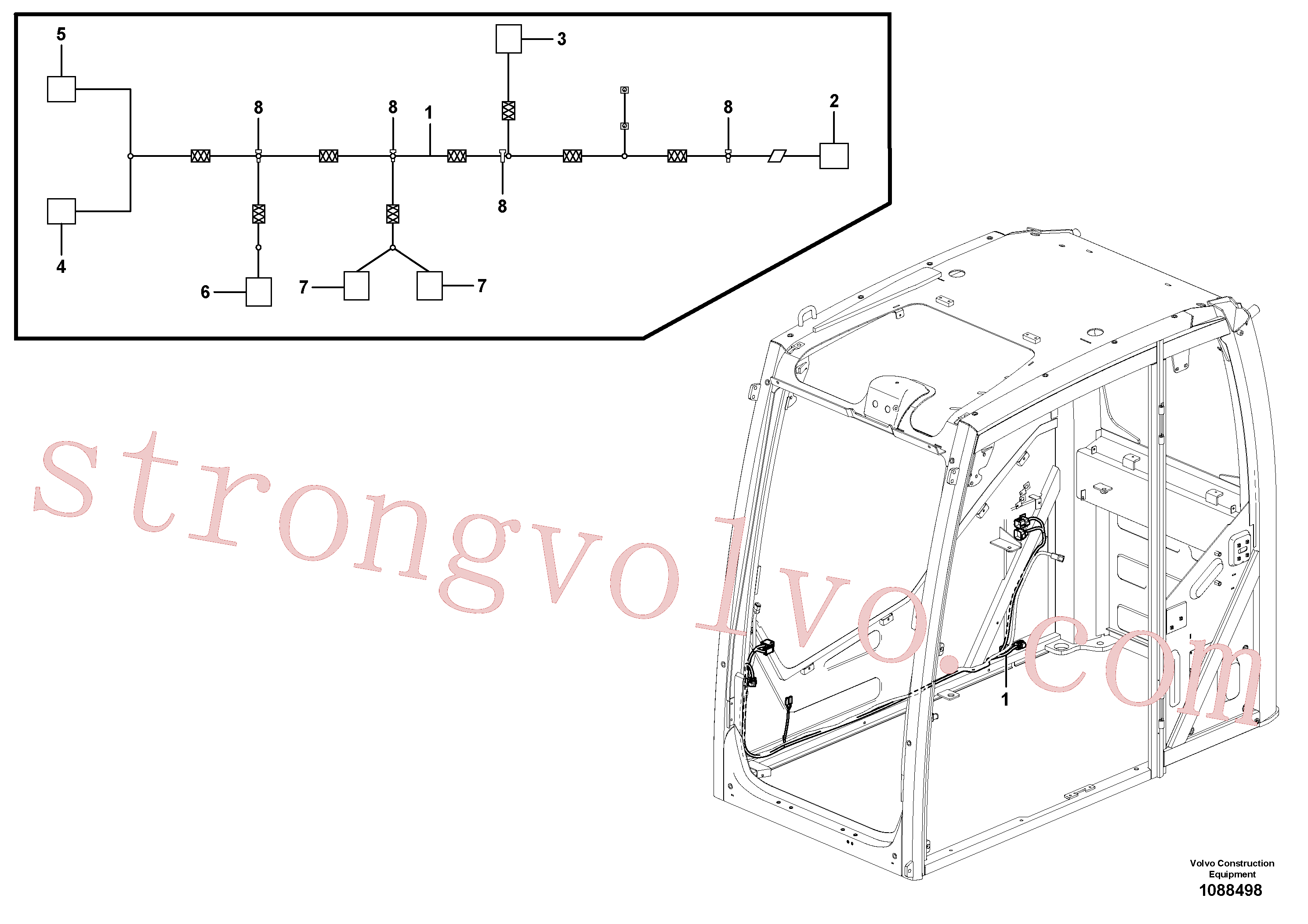 VOE14596476 Volvo Cablagem, cabina.(1088498 Montagem)