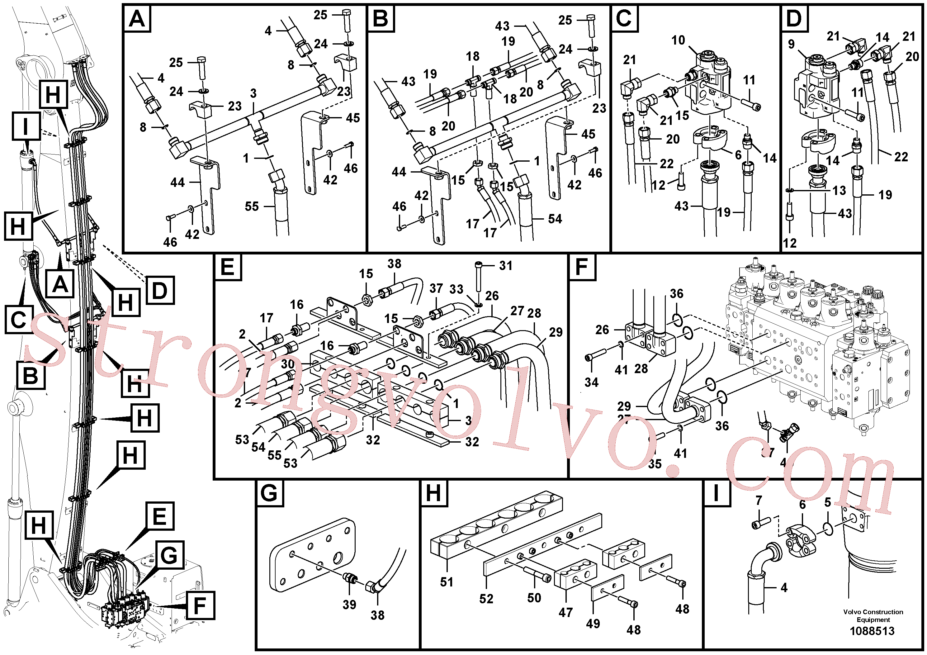 VOE937506 Volvo Hidráulica de serviço, cilindro do braço de afundamento na lança.(1088513 Montagem)