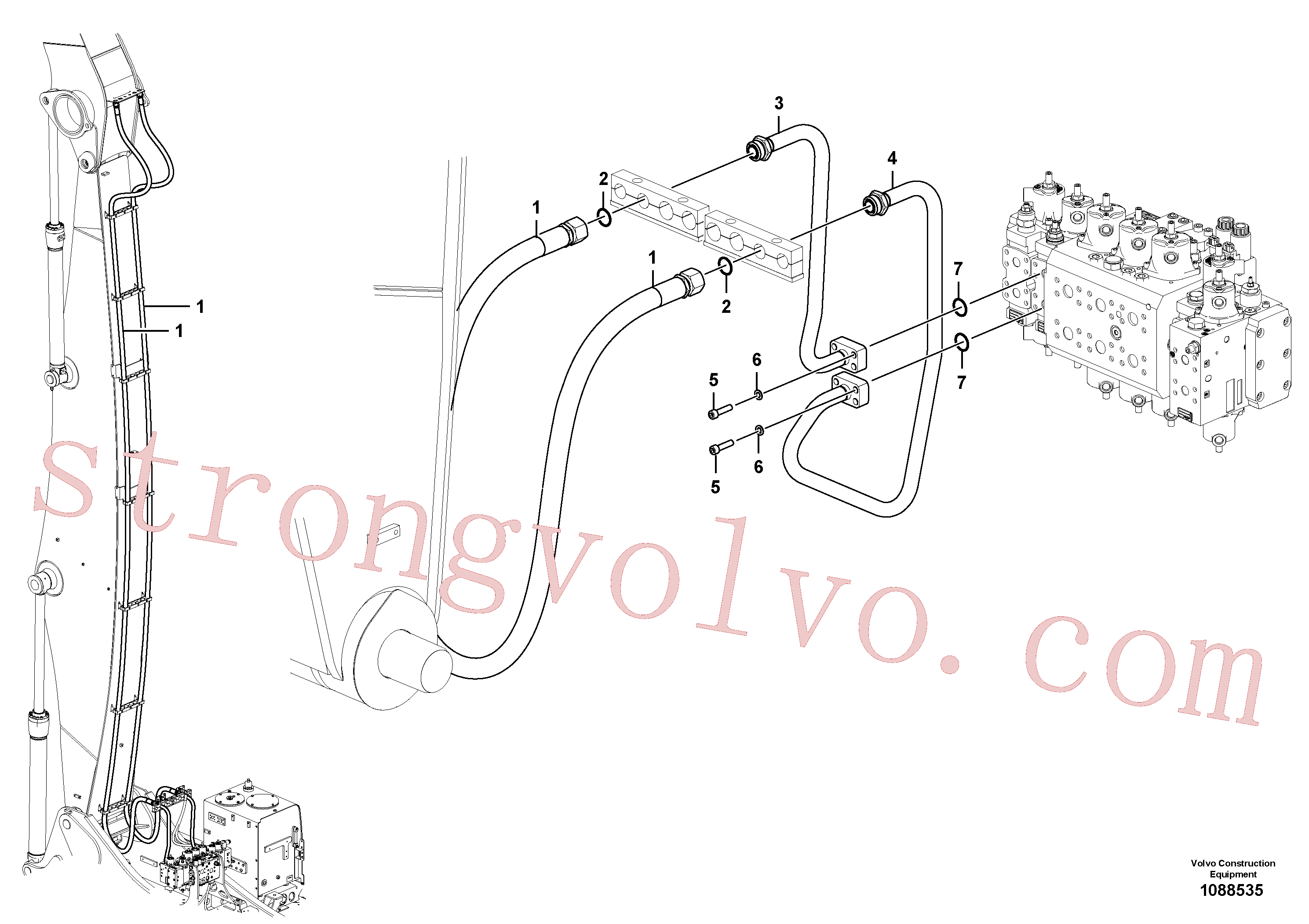 VOE997861 Volvo Hidráulica de serviço, martelo e cortador para lança(1088535 Montagem)