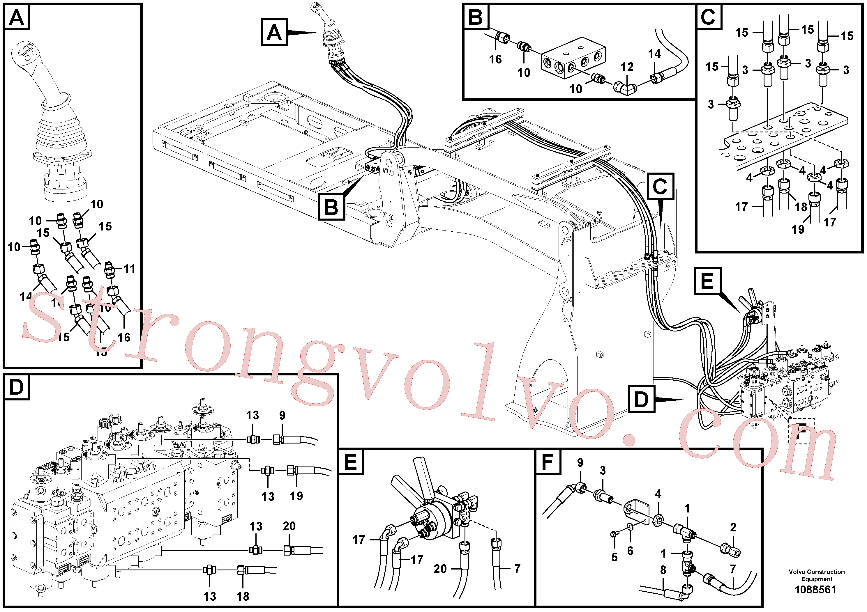 VOE937340 Volvo Joystick do servo-sistema, cabina elevatória(1088561 Montagem)