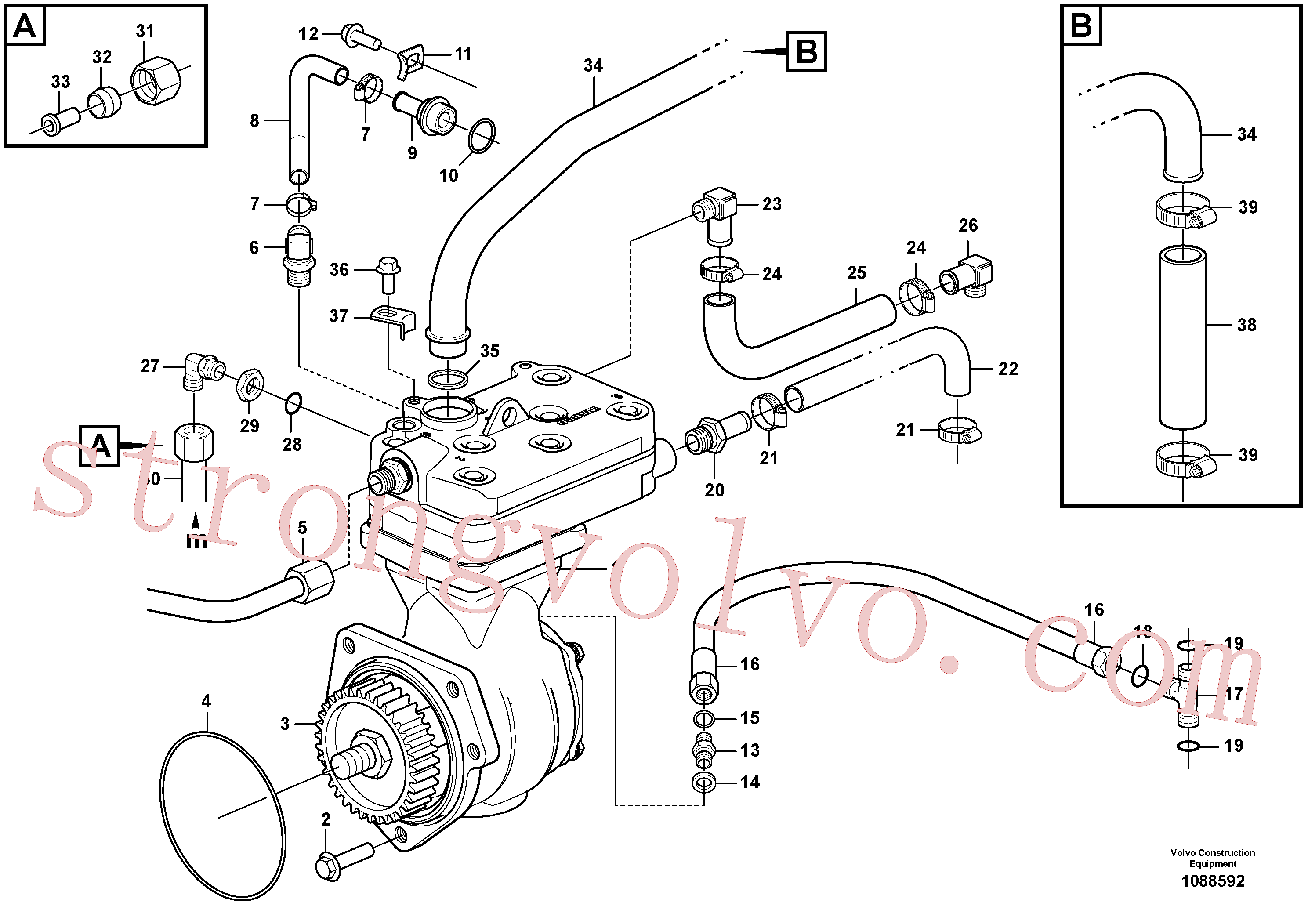 VOE1587176 Volvo Compressor de ar com acessórios(1088592 Montagem)