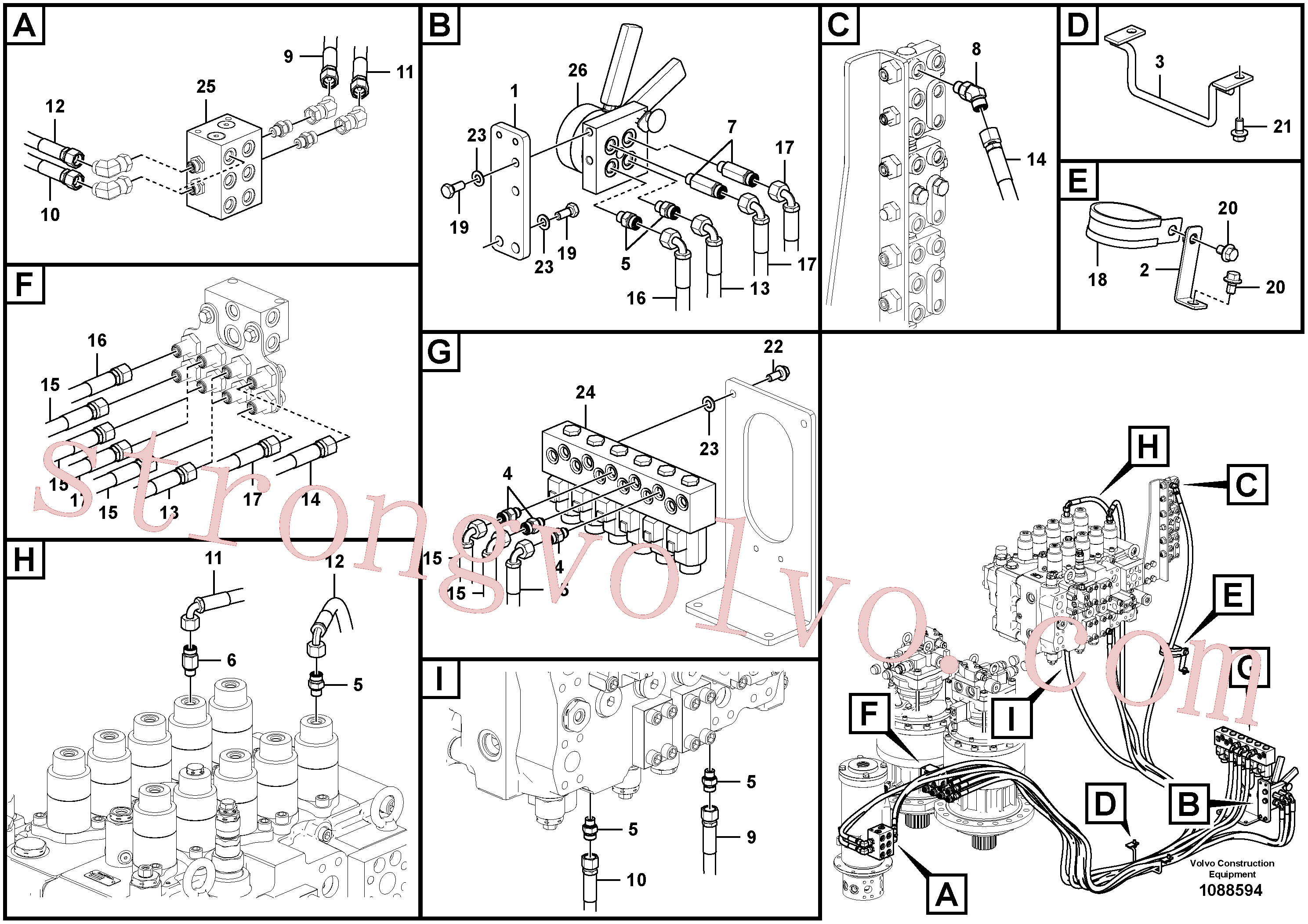 VOE937350 Volvo Sistema servomotor, válvula de comando para válvula de comando à distância(1088594 Montagem)