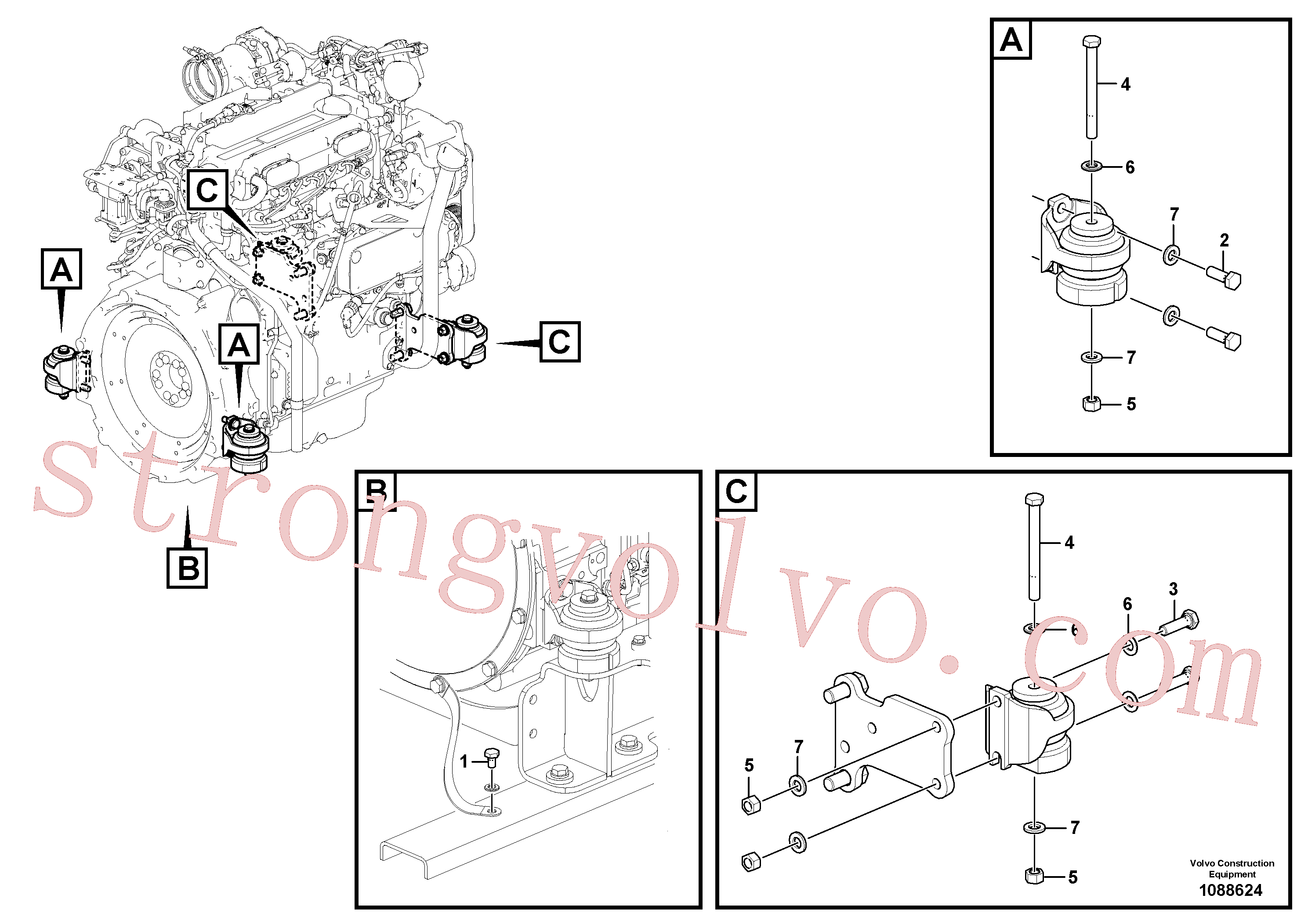 VOE997953 Volvo Suporte do motor(1088624 Montagem)