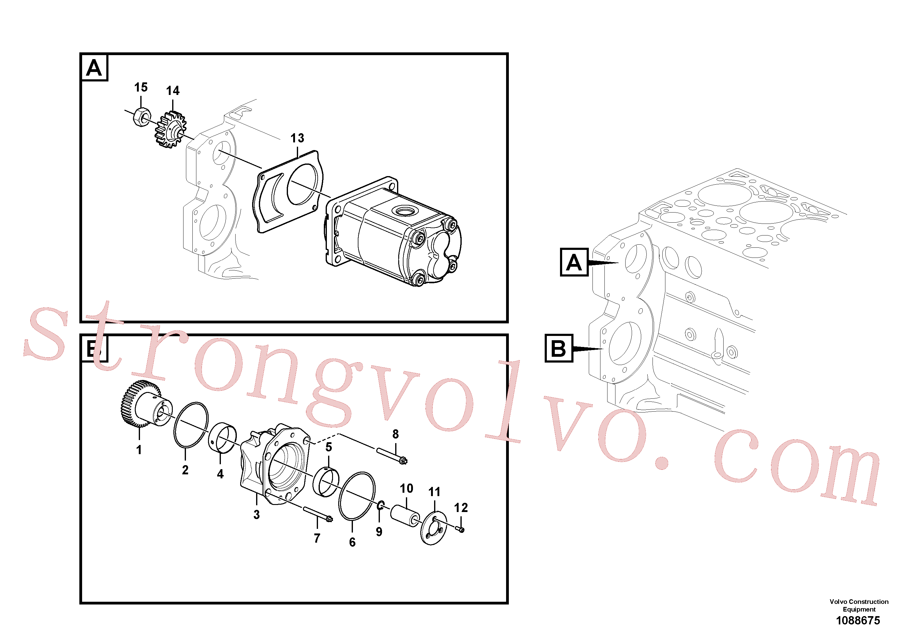 VOE20450820 Volvo Tomada de força do comando da bomba(1088675 Montagem)