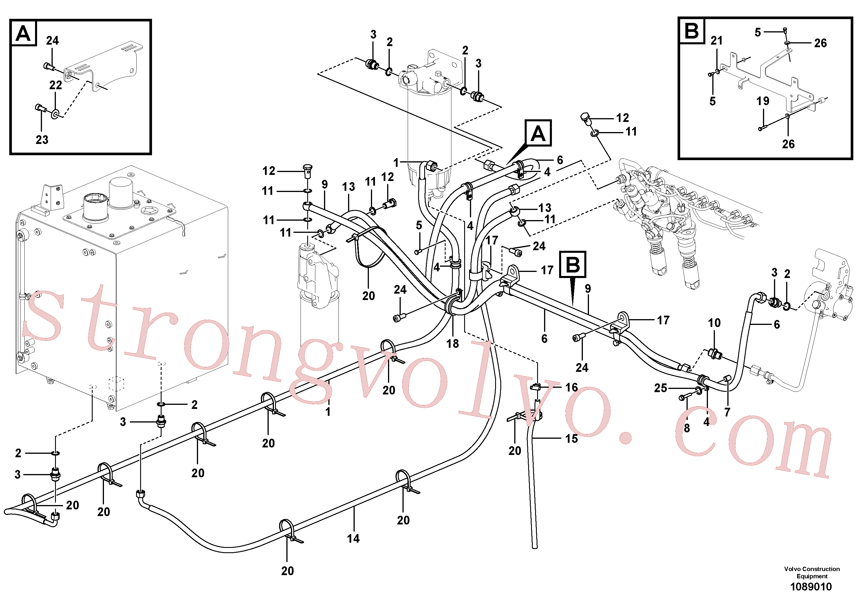 VOE993113 Volvo Tubo de combustível - depósito de combustível(1089010 Montagem)