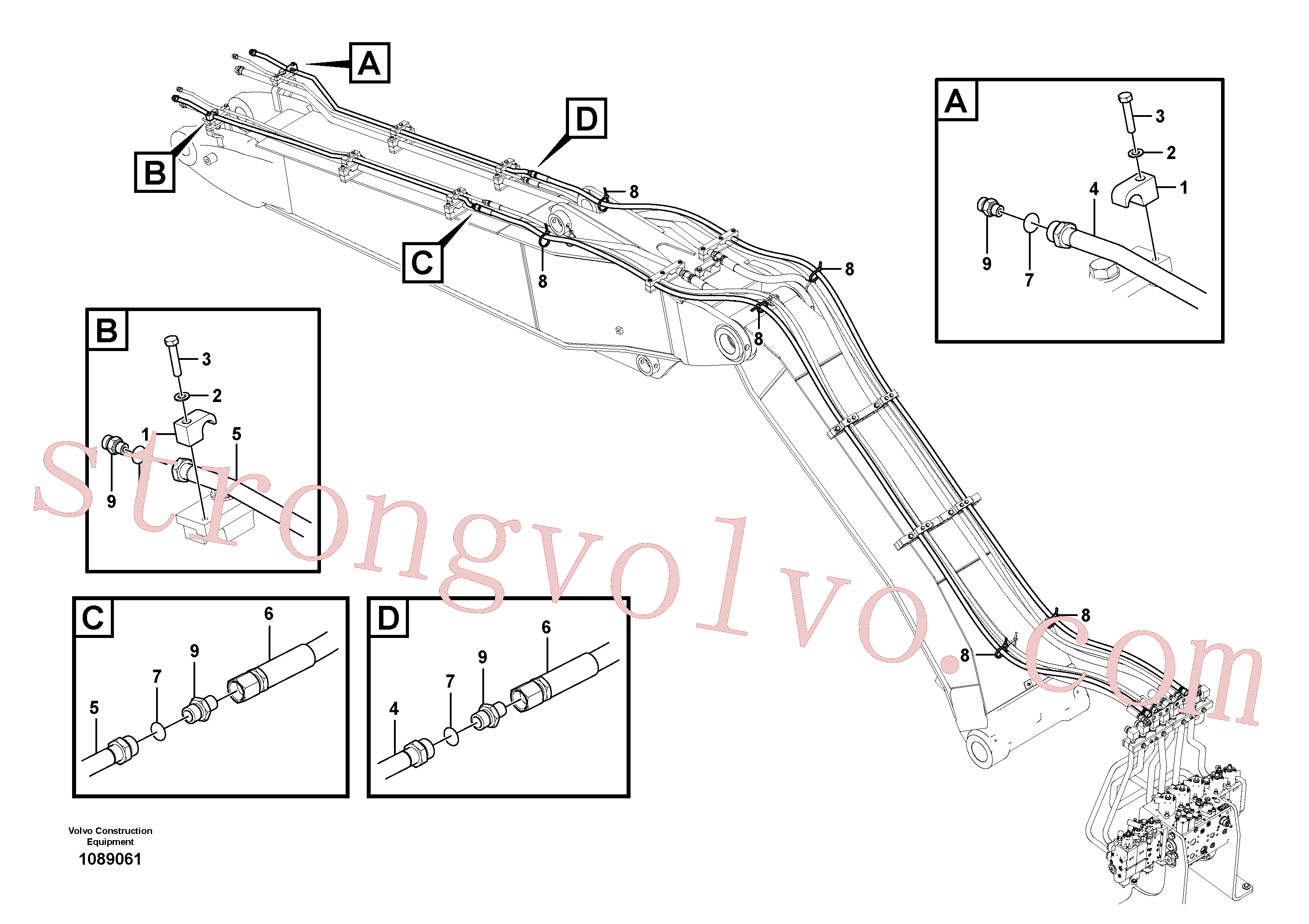 VOE935673 Volvo Hidráulica de serviço, inclinação e rotor na lança ajustável(1089061 Montagem)