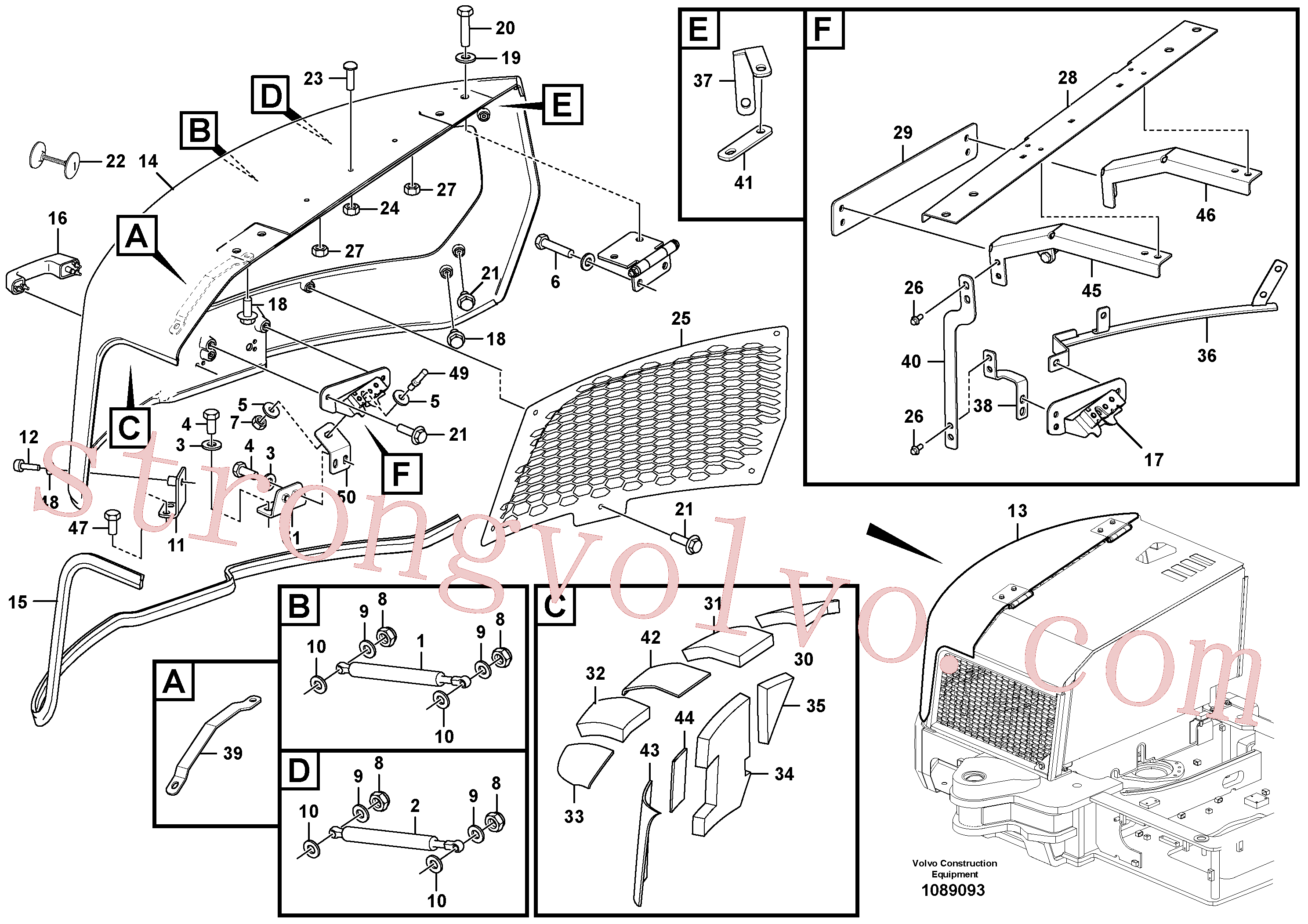 VOE14880921 Volvo Capot do motor(1089093 Montagem)