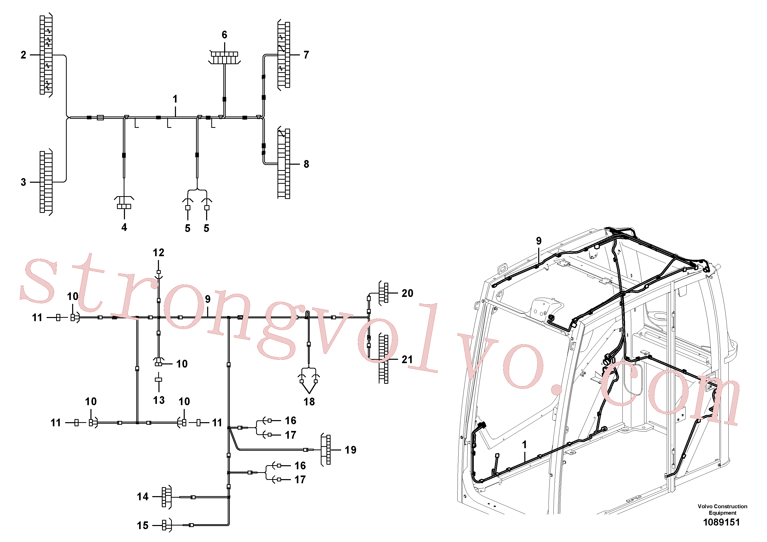 VOE874033 Volvo Cablagem, cabina(1089151 Montagem)