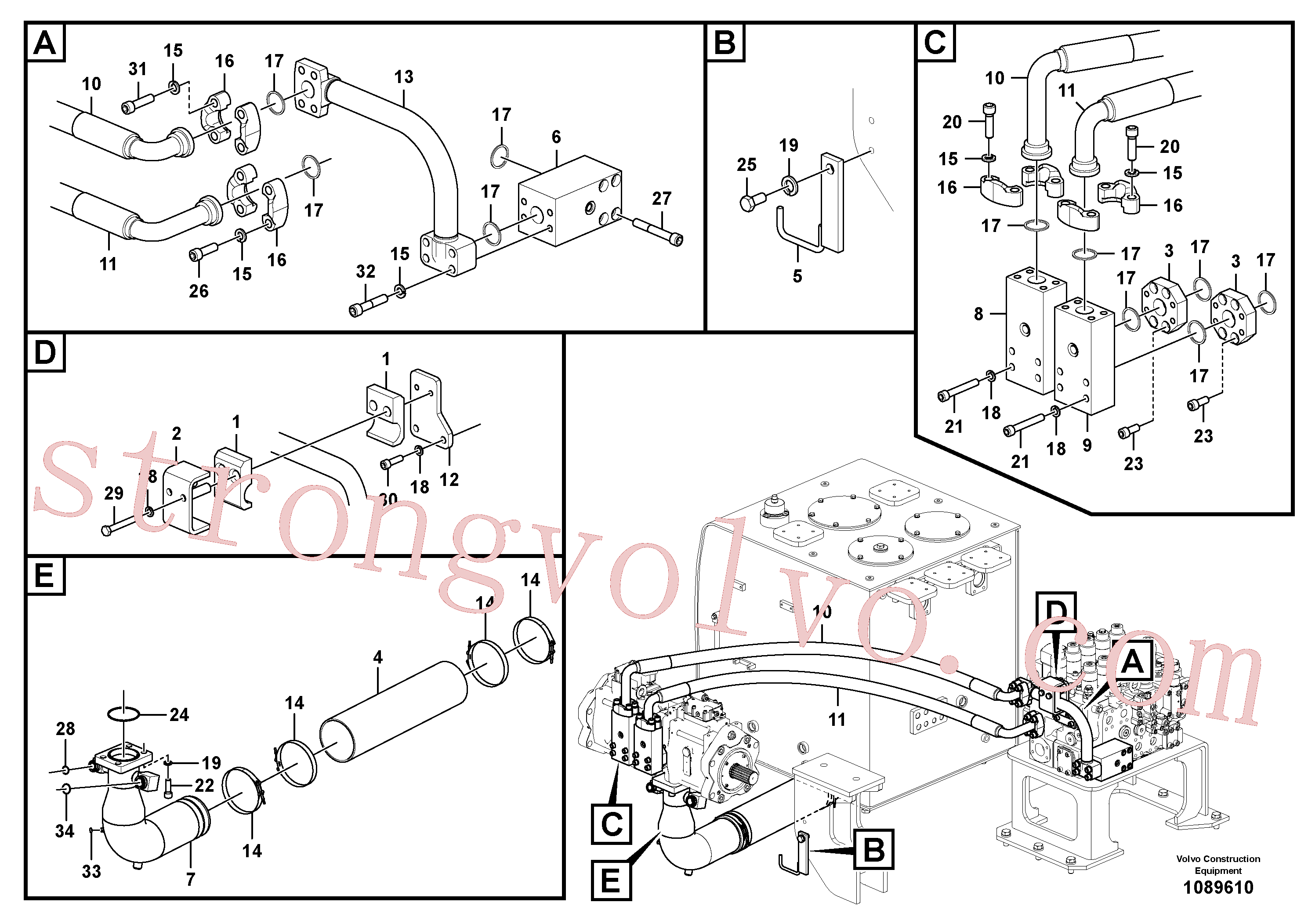 China Made VOE14528840 Bloco Volvo Acessórios para escavadeira
