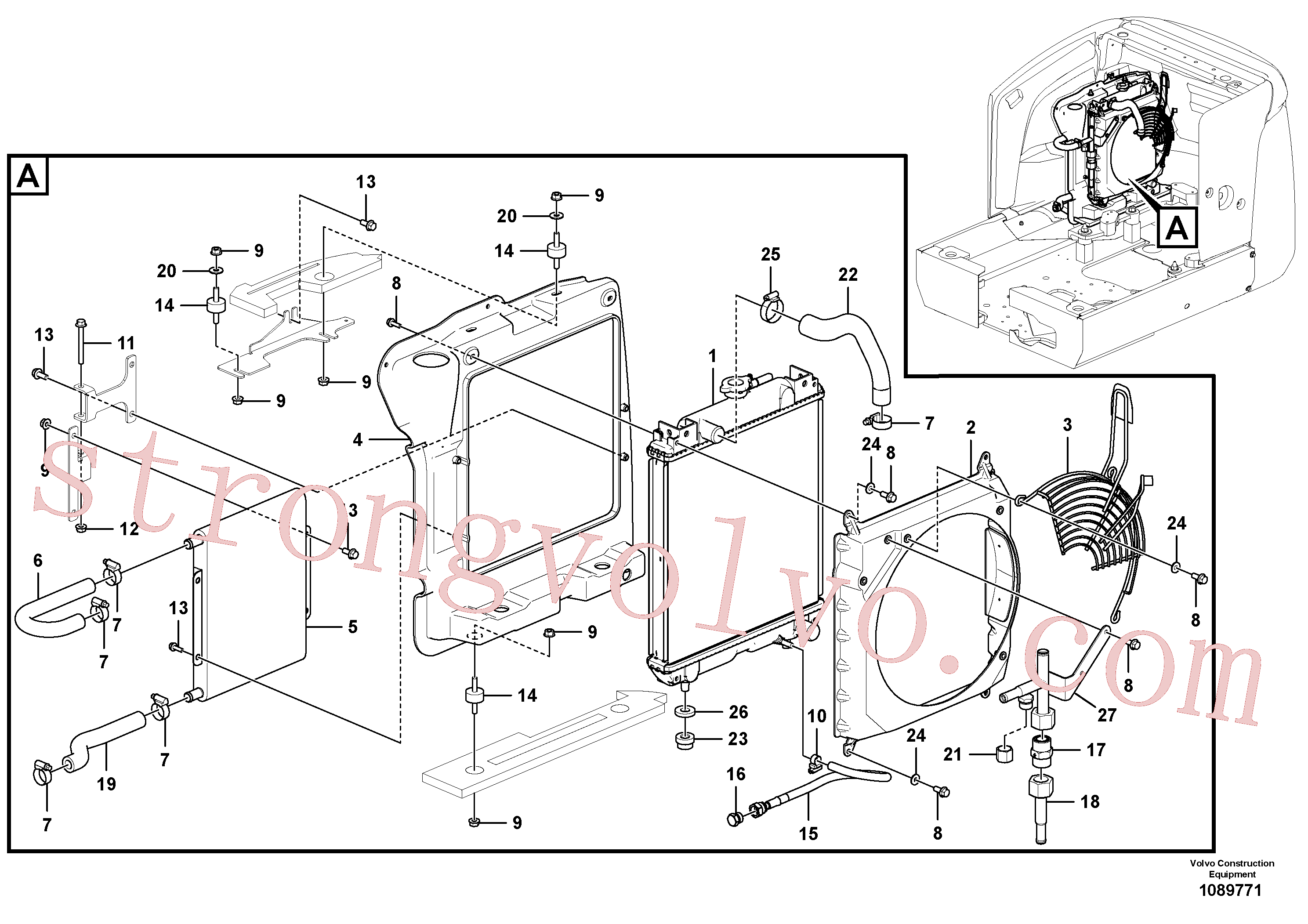 VOE11410666 Volvo Arrefecedor de ar comprimido, tubagem(1089771 Montagem)