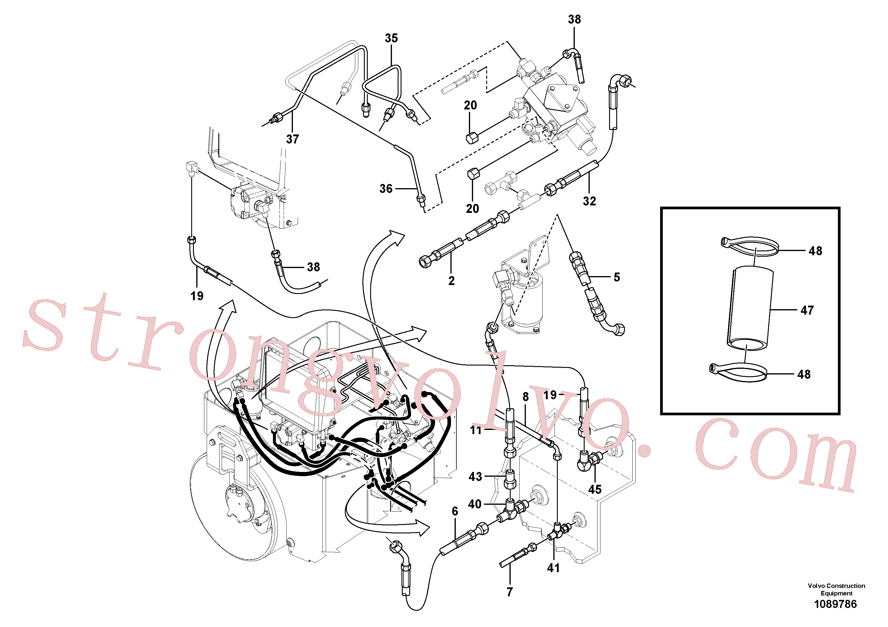 RM95829263 Volvo Instalação de mangueiras hidráulicas/braçadeira de tubo(1089786 Montagem)