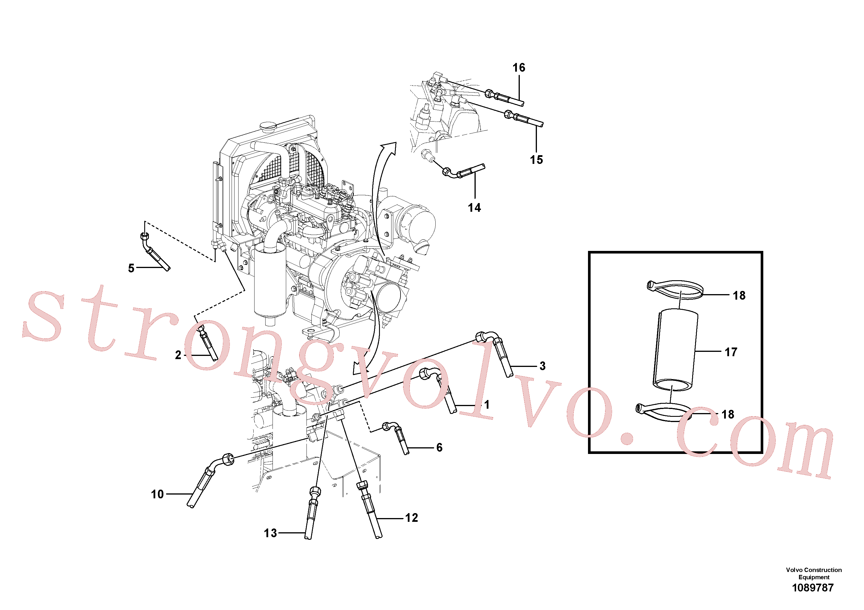 RM95829263 Volvo Instalação de mangueiras hidráulicas/braçadeira de tubo(1089787 Montagem)