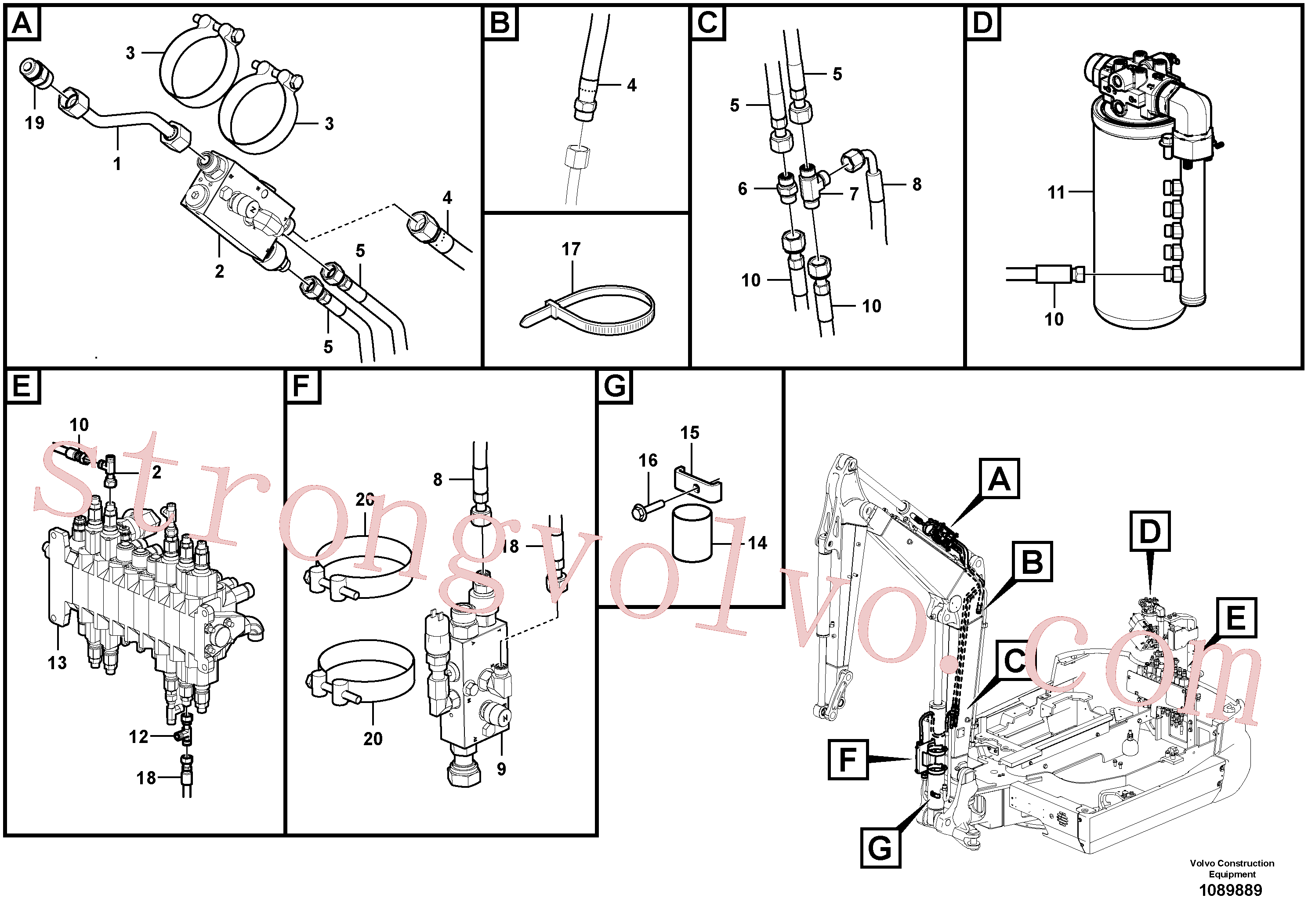 VOE11802920 Volvo Hidráulica de serviço, válvulas(1089889 Montagem)