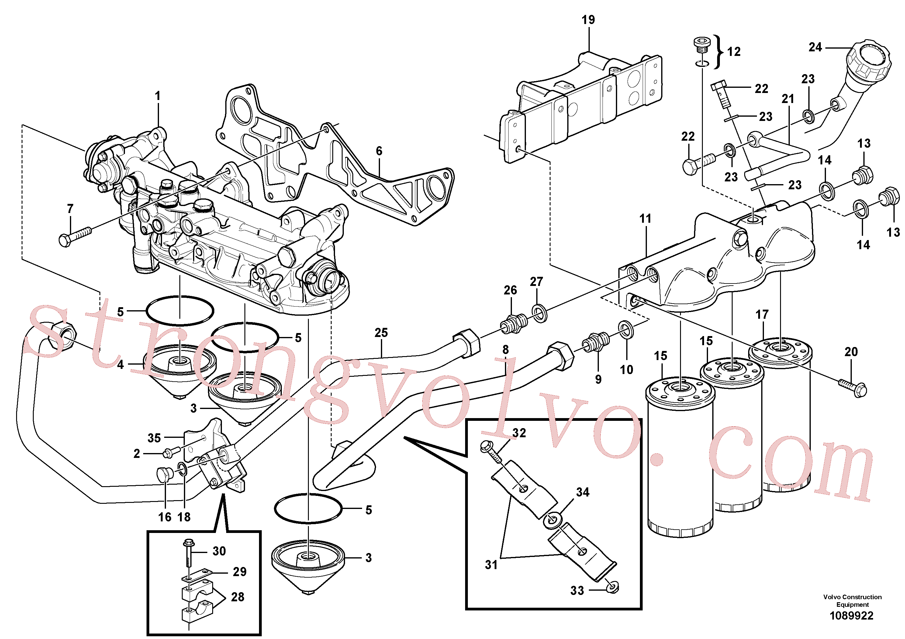 VOE990861 Volvo Filtro de óleo com acessórios(1089922 Montagem)