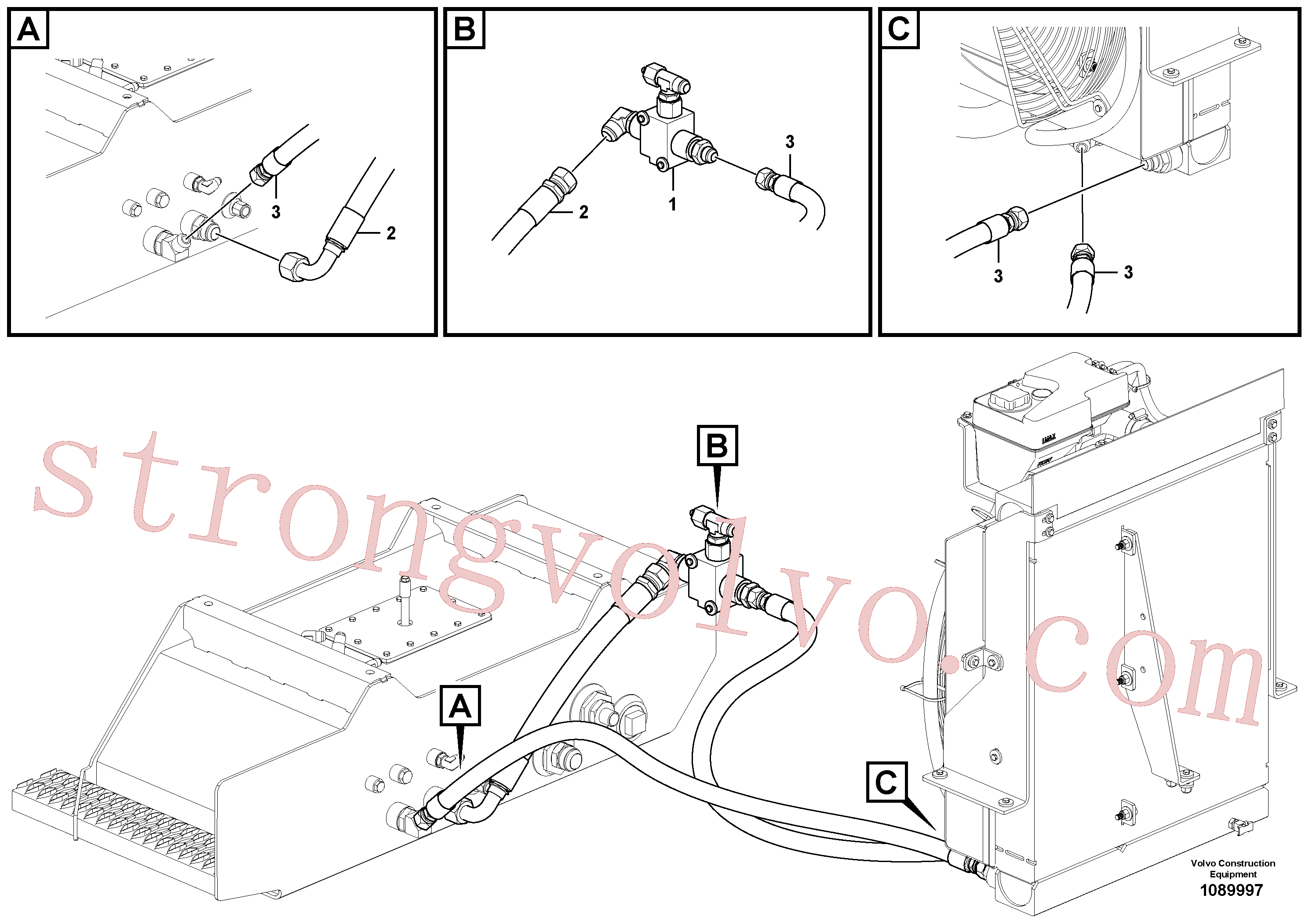RM59587725 Volvo Sistema hidráulico, tanque hidráulico para o refrigerador de óleo hidráulico(1089997 Montagem)