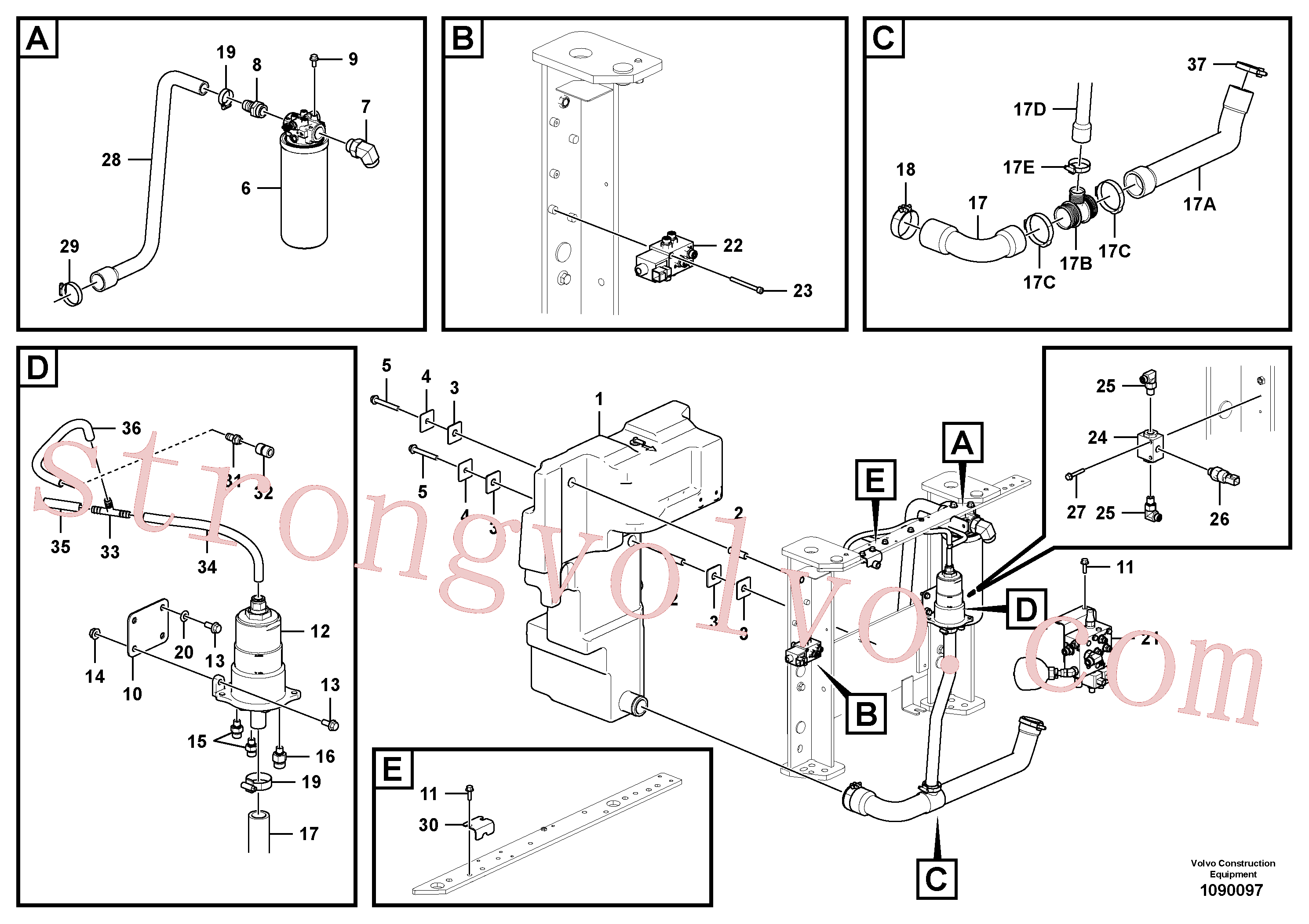 VOE15616321 Volvo Tanque de óleo hidráulico com acessórios(1090097 Montagem)