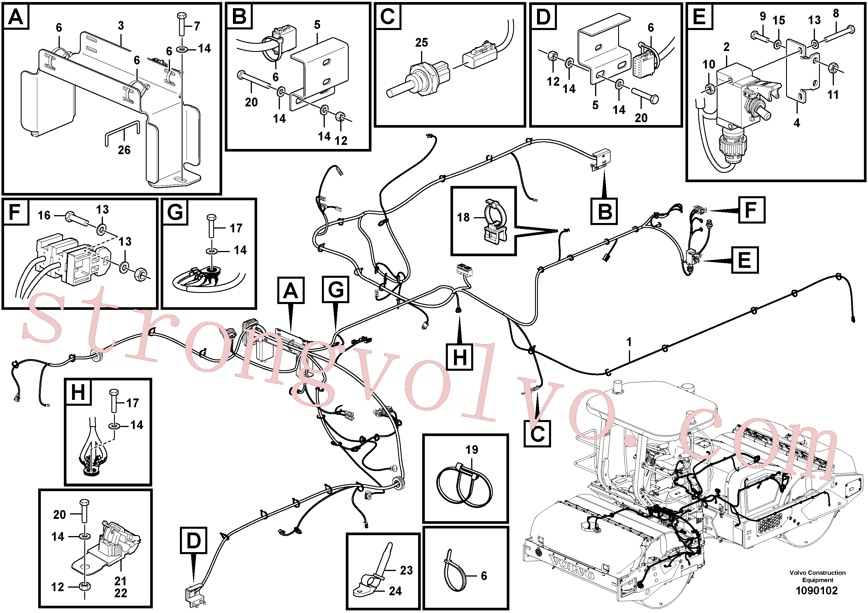 VOE997424 Volvo Cablagem, chassis(1090102 Montagem)