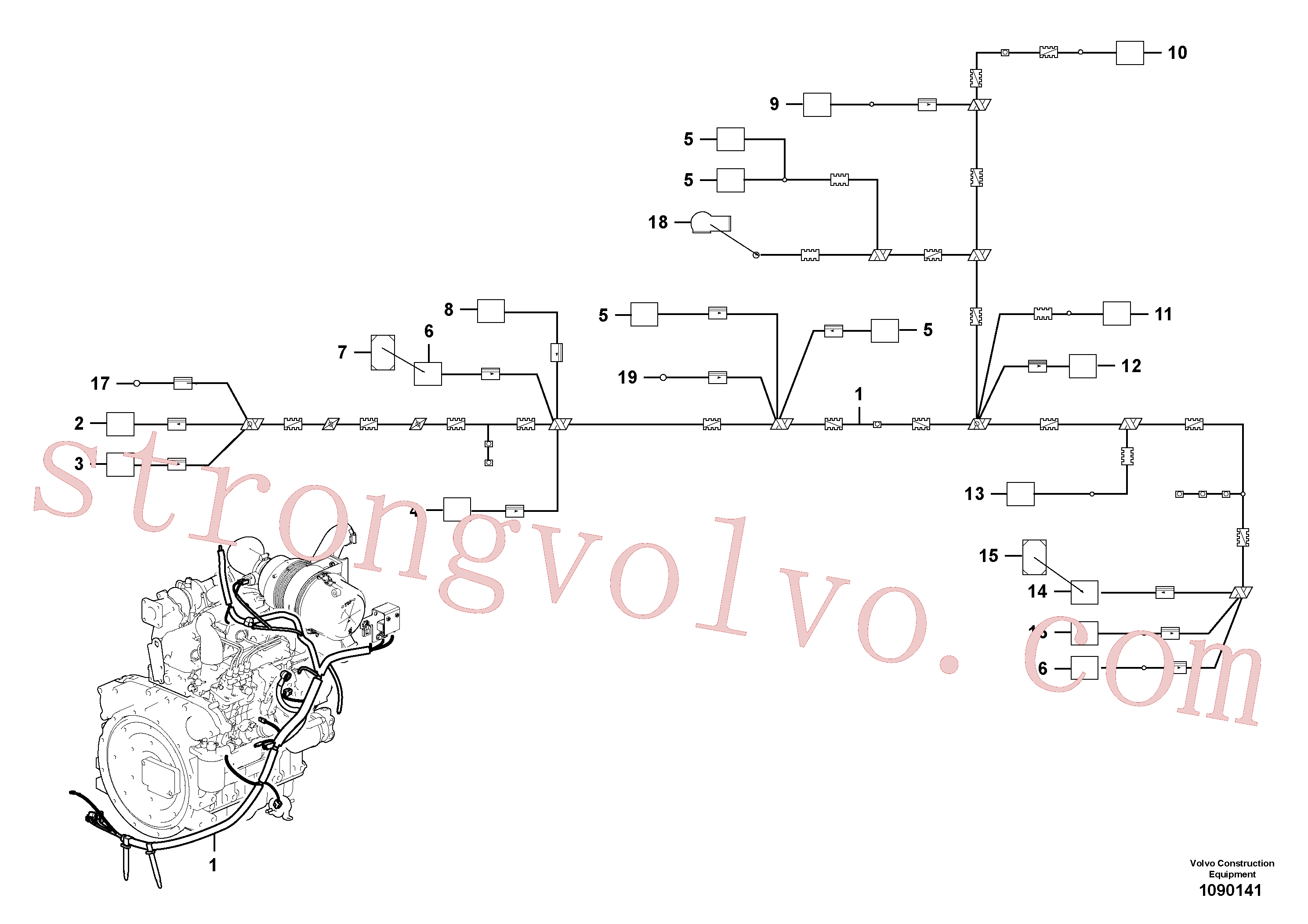 VOE14612652 Volvo Cablagem, motor(1090141 Montagem)