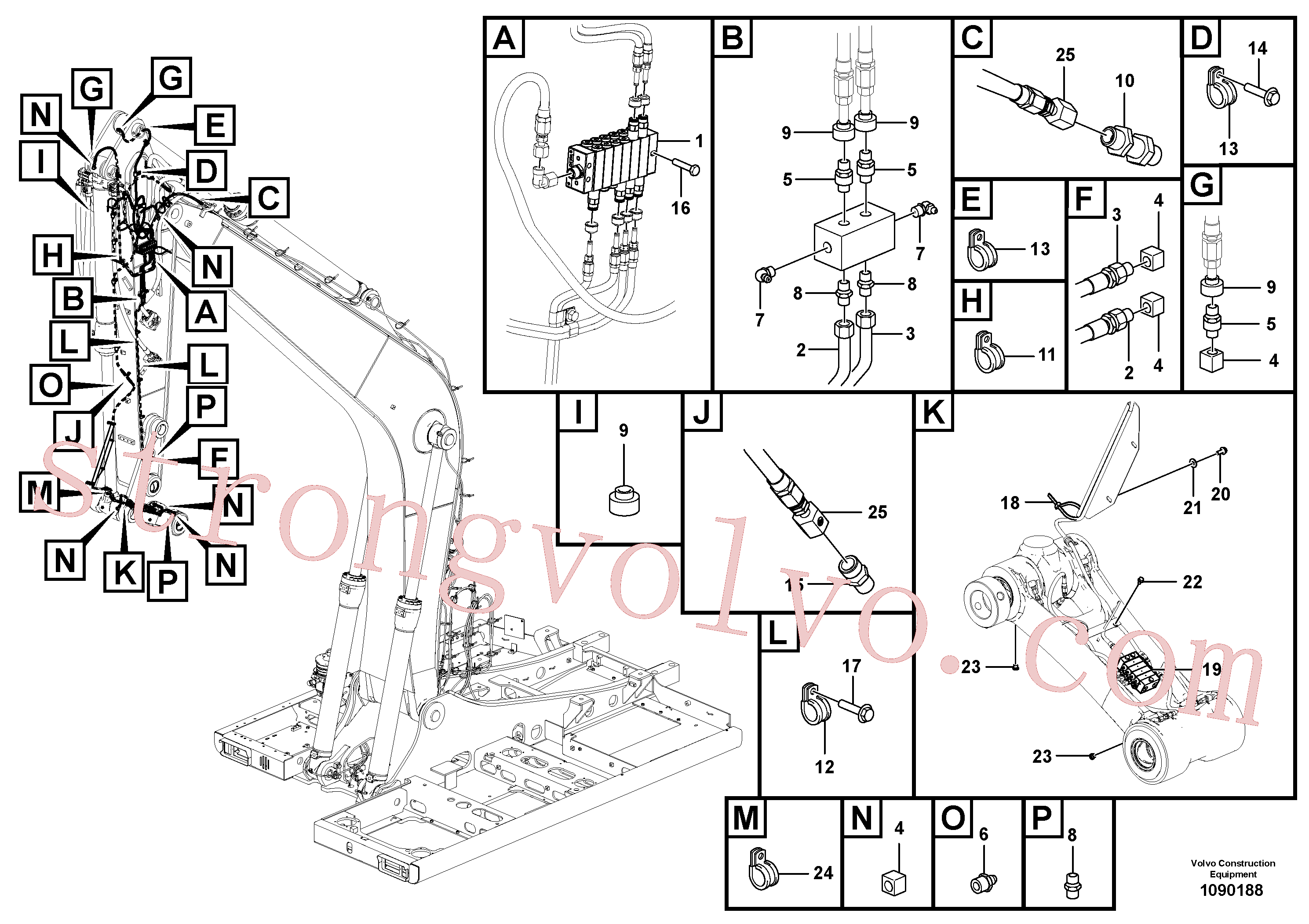VOE14597582 Volvo Sistema de lubrificação automático, braço(1090188 Montagem)