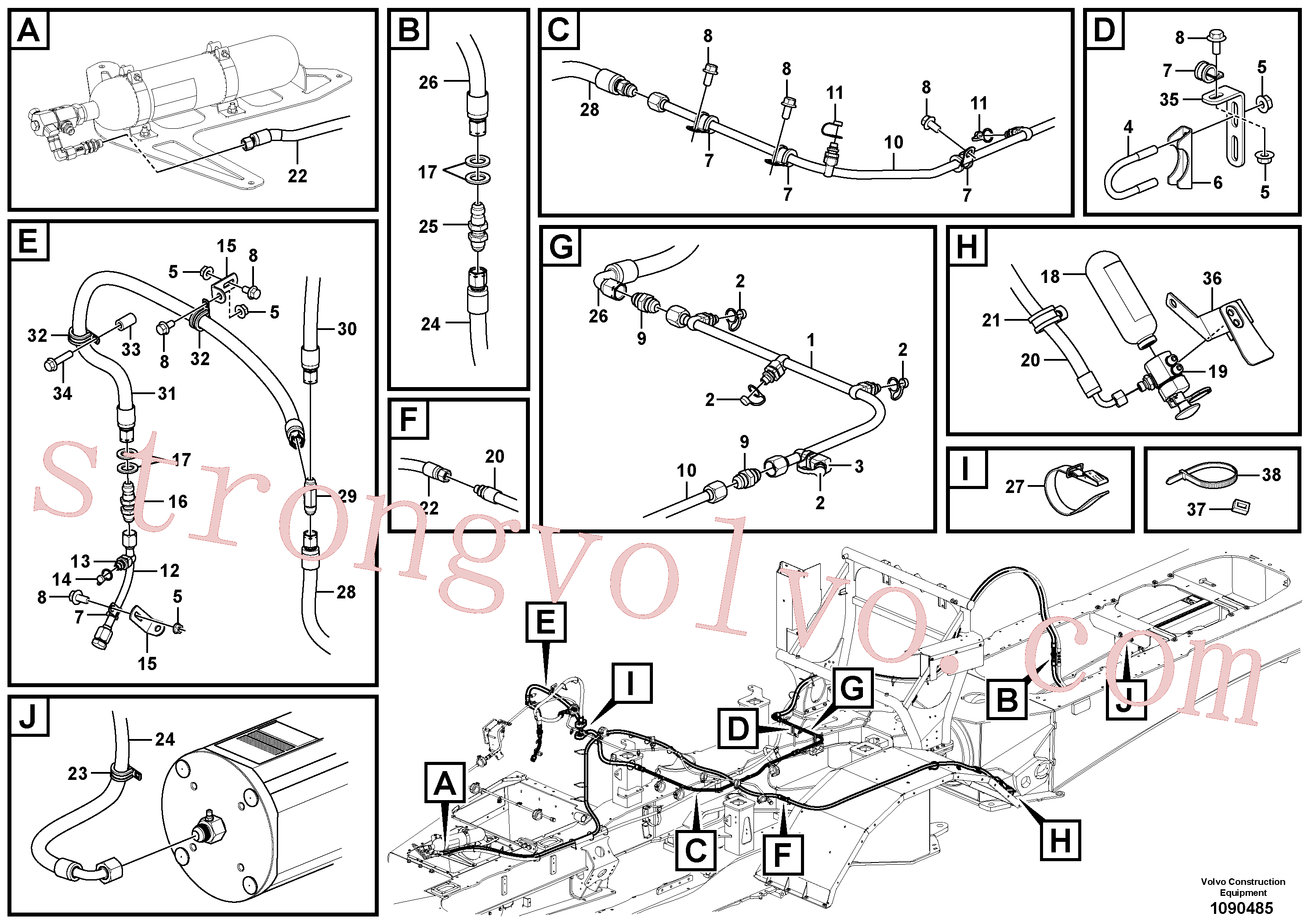 VOE15108324 Volvo Sistema de extinção(1090485 Montagem)
